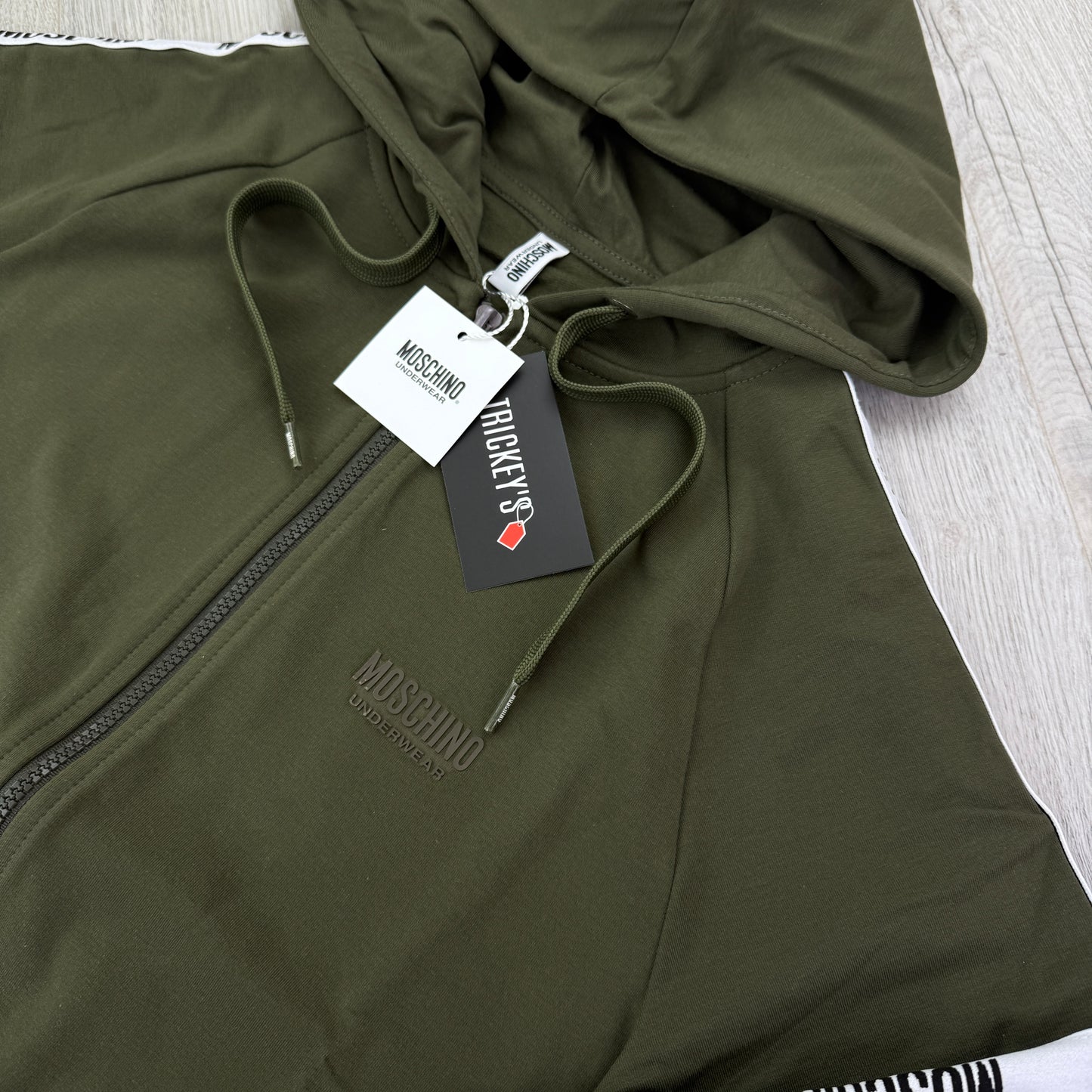Moschino Men’s Khaki Green Zip-up Hoodie