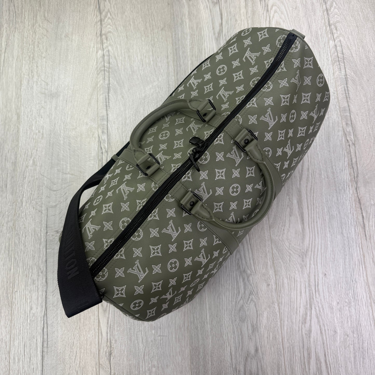 Louis Vuitton Monogram Shadow Green Keepall Bandoulière 50 Bag