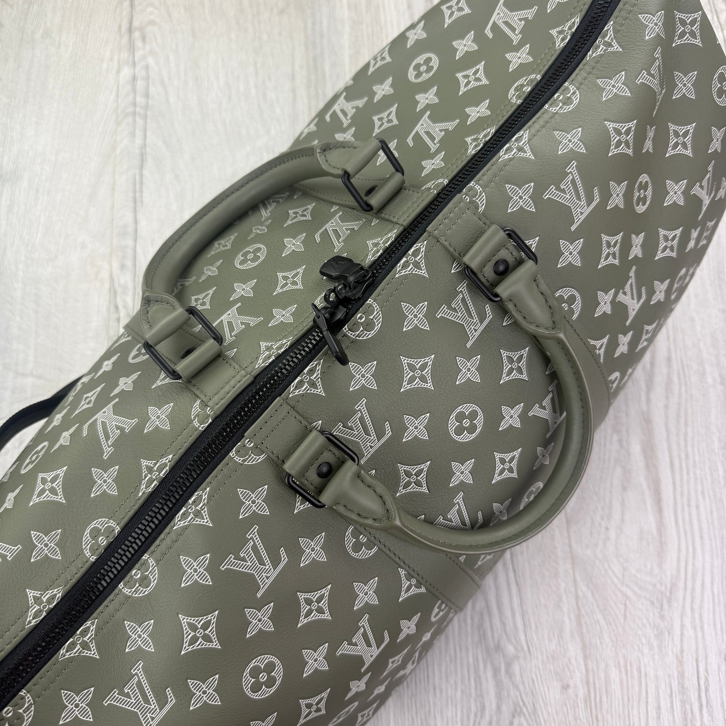 Louis Vuitton Monogram Shadow Green Keepall Bandoulière 50 Bag
