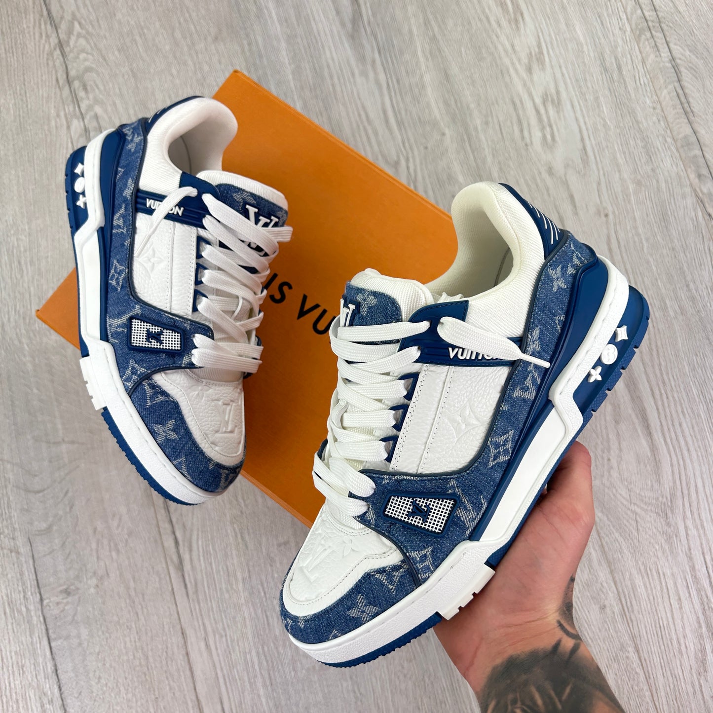Louis Vuitton Men’s Blue & White Low Trainers - Uk 7.5 (Fit 8.5)