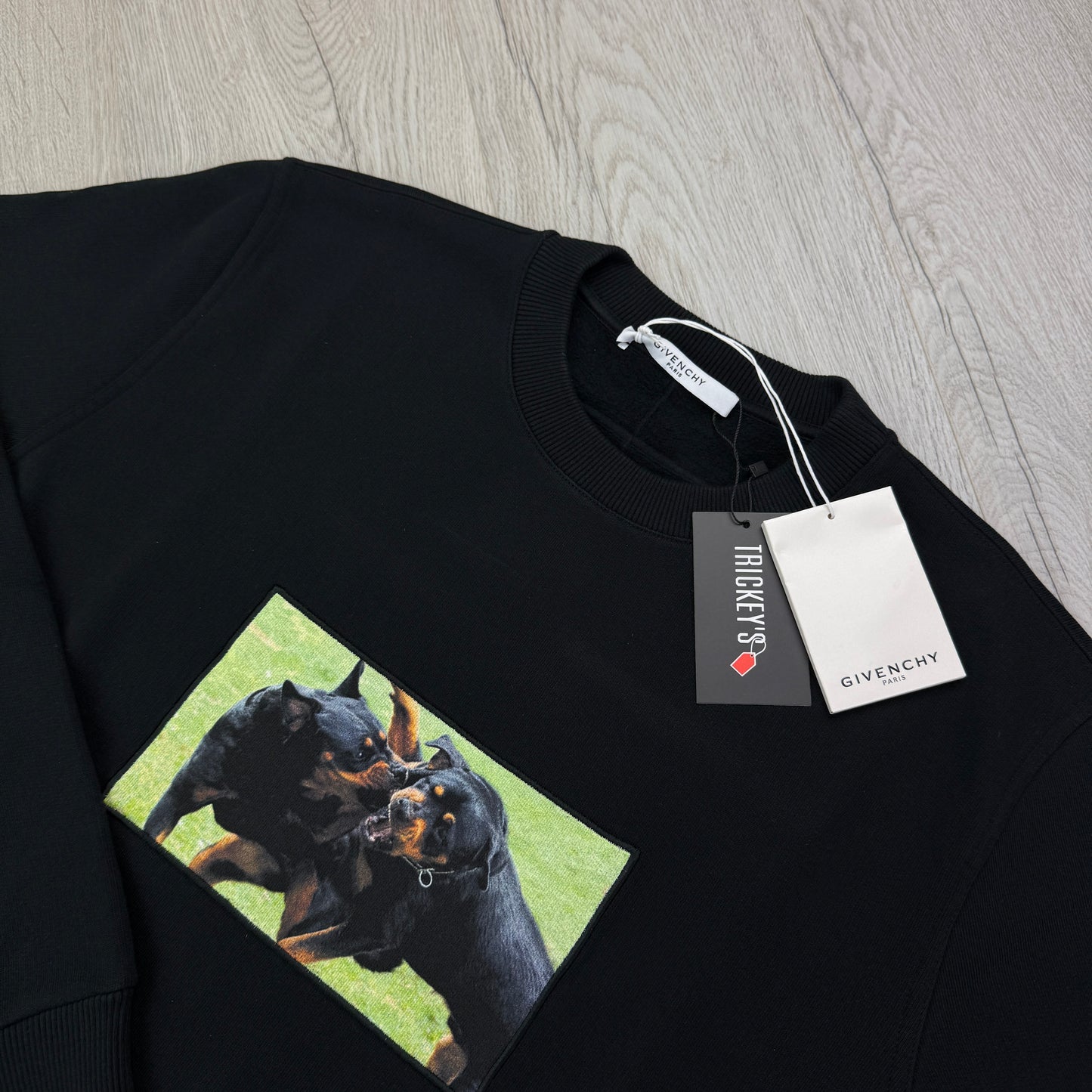 Givenchy Men’s Rottweiler Patch Black Crewneck Jumper - Large