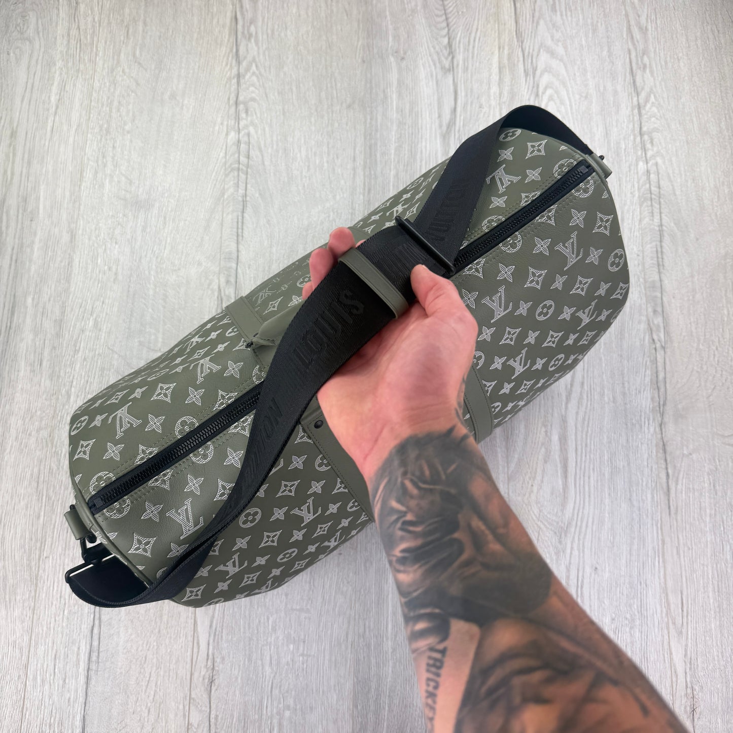 Louis Vuitton Monogram Shadow Green Keepall Bandoulière 50 Bag