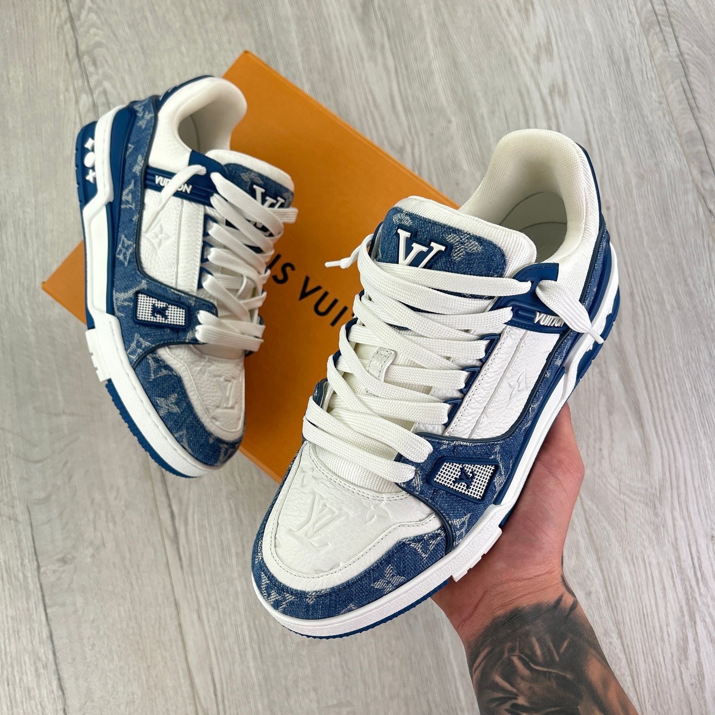 Louis Vuitton Men’s Blue & White Low Trainers - Uk 7.5 (Fit 8.5)