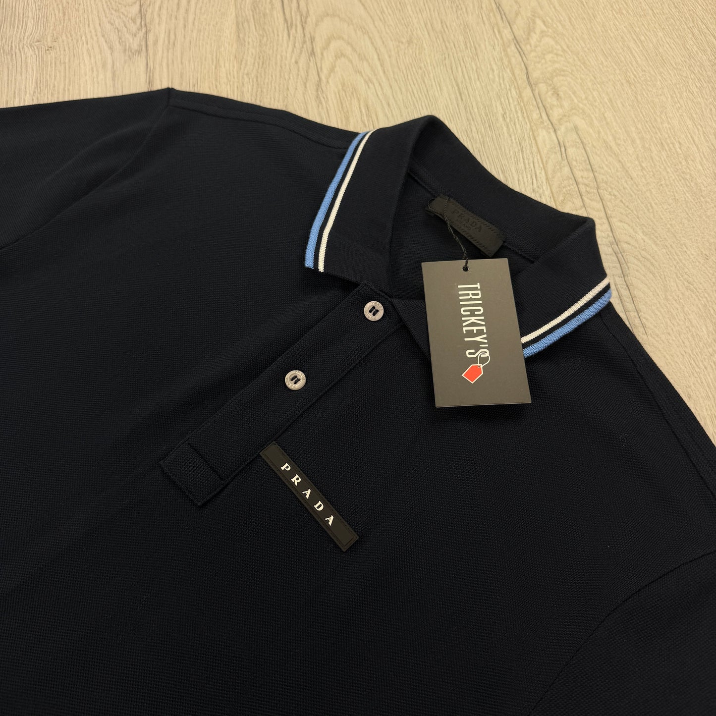 Prada Men’s Navy Black Badge Polo - Large Slim