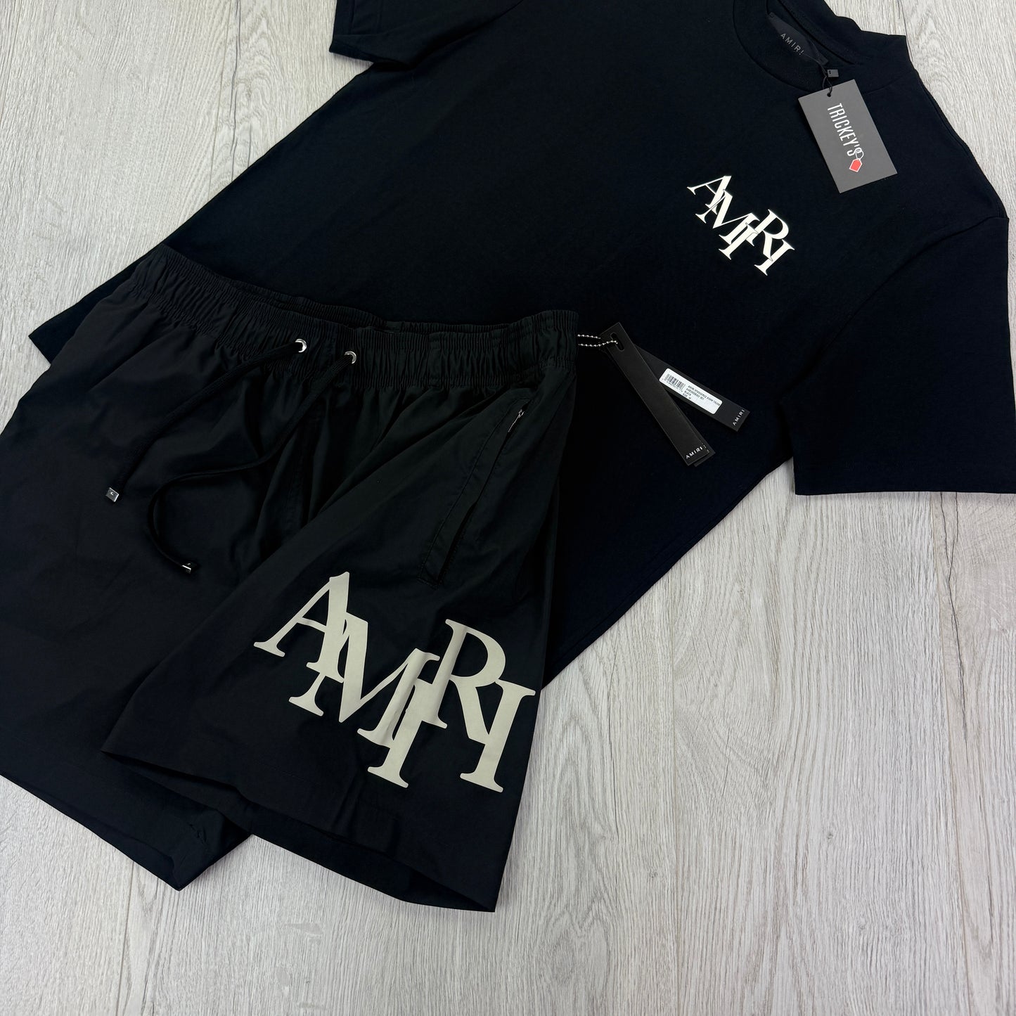 Amiri Men’s White T-shirt & Swim Shorts Set