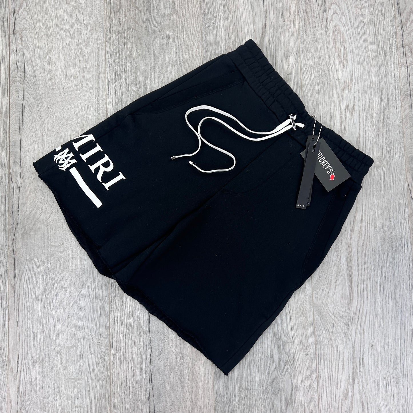 Amiri Men’s Black Cotten Logo Printed Drawstring Shorts