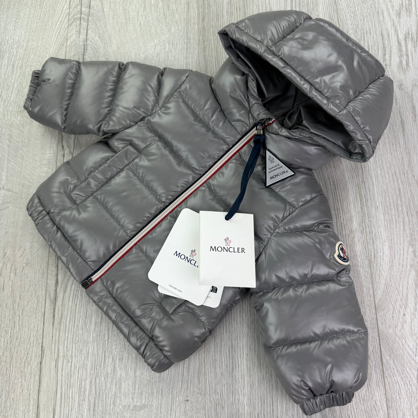 Moncler Baby Aubert Silver Down Jacket - 3-6 Months