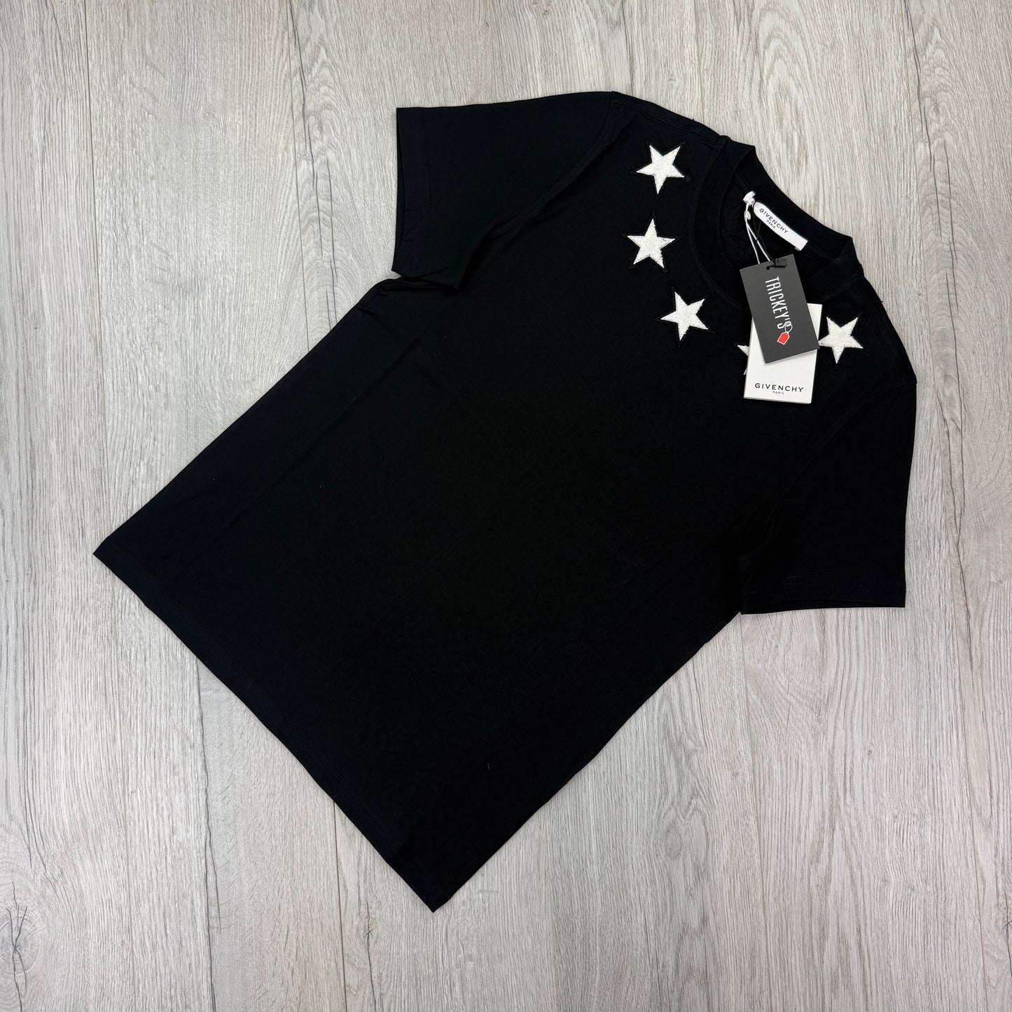 Givenchy Men’s Black T-shirt Neckline White Stars