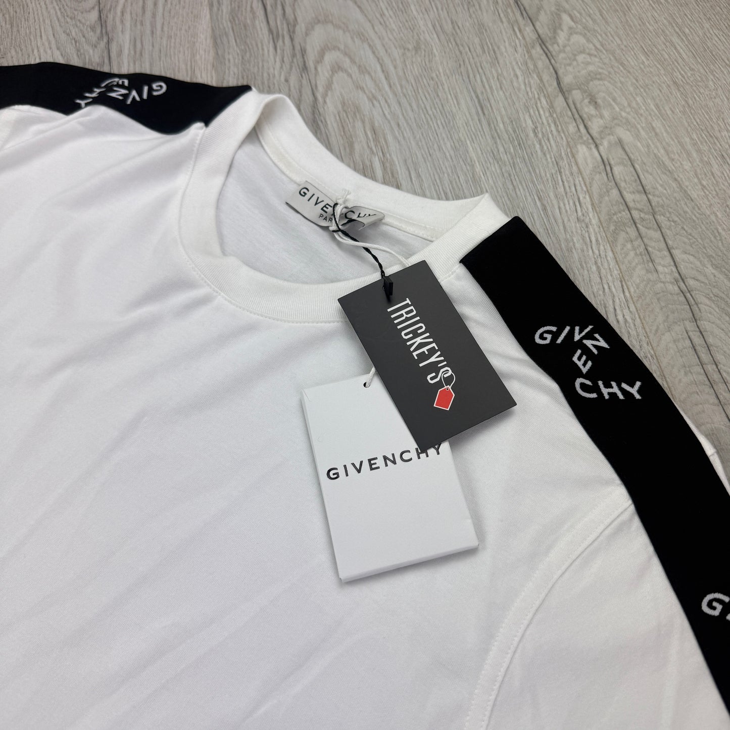 Givenchy Men’s White T-shirt Tape Logo - Large