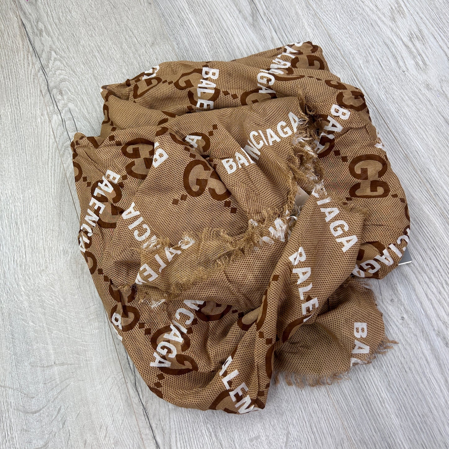 Gucci x Balenciaga Beige The Hacker Proiect Maxi GG Print Silk Shawl