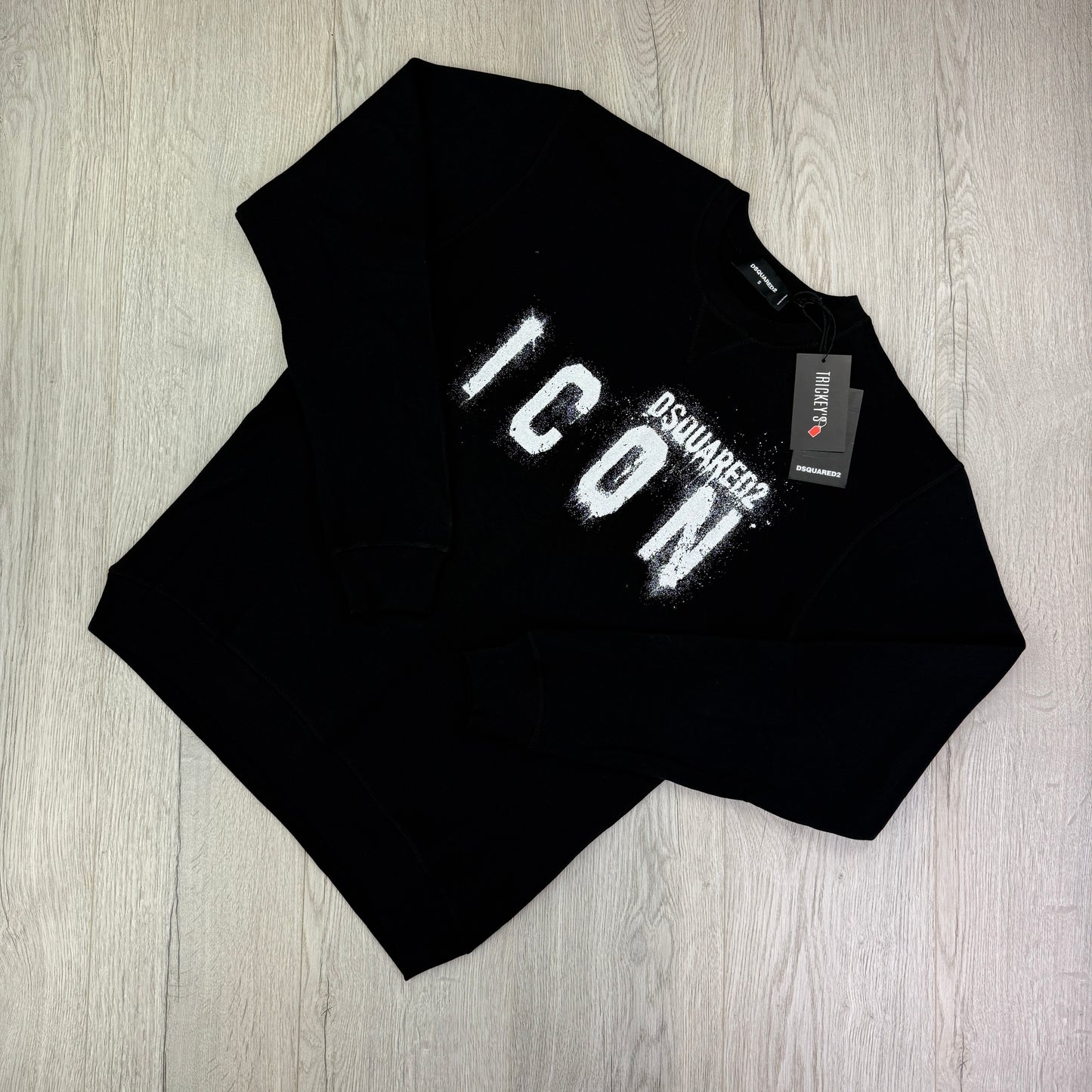 Dsquared2 Men’s Black Crewneck Jumper With Spray Logo