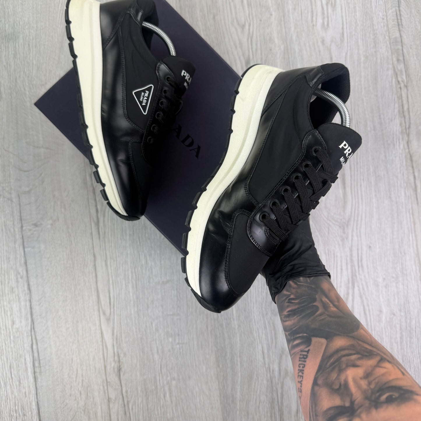 Prada Men’s Black & White Trainers - Uk 8