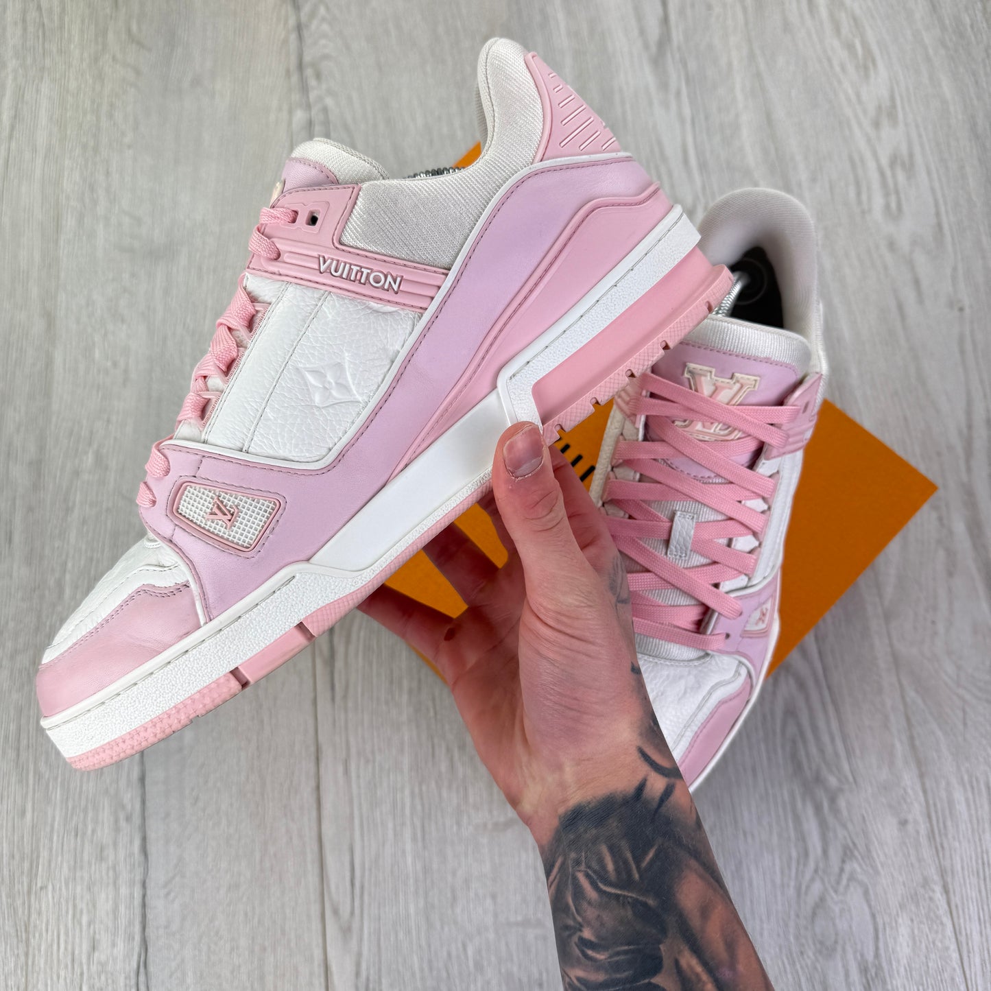 Louis Vuitton Men’s White & Pink Trainers - Uk 10 (Fit 11)