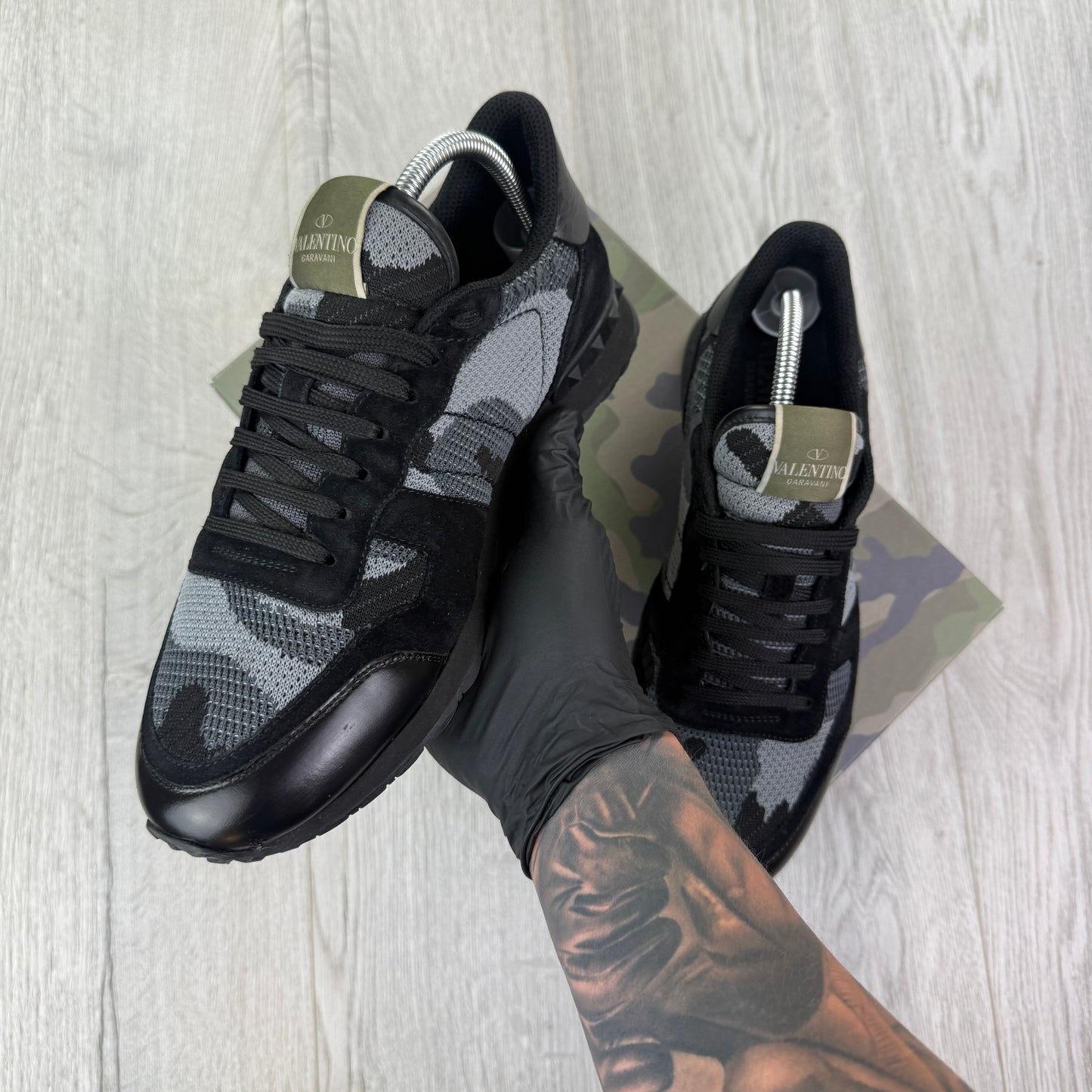 Valentino Men’s Black Camo Mesh Rockrunner