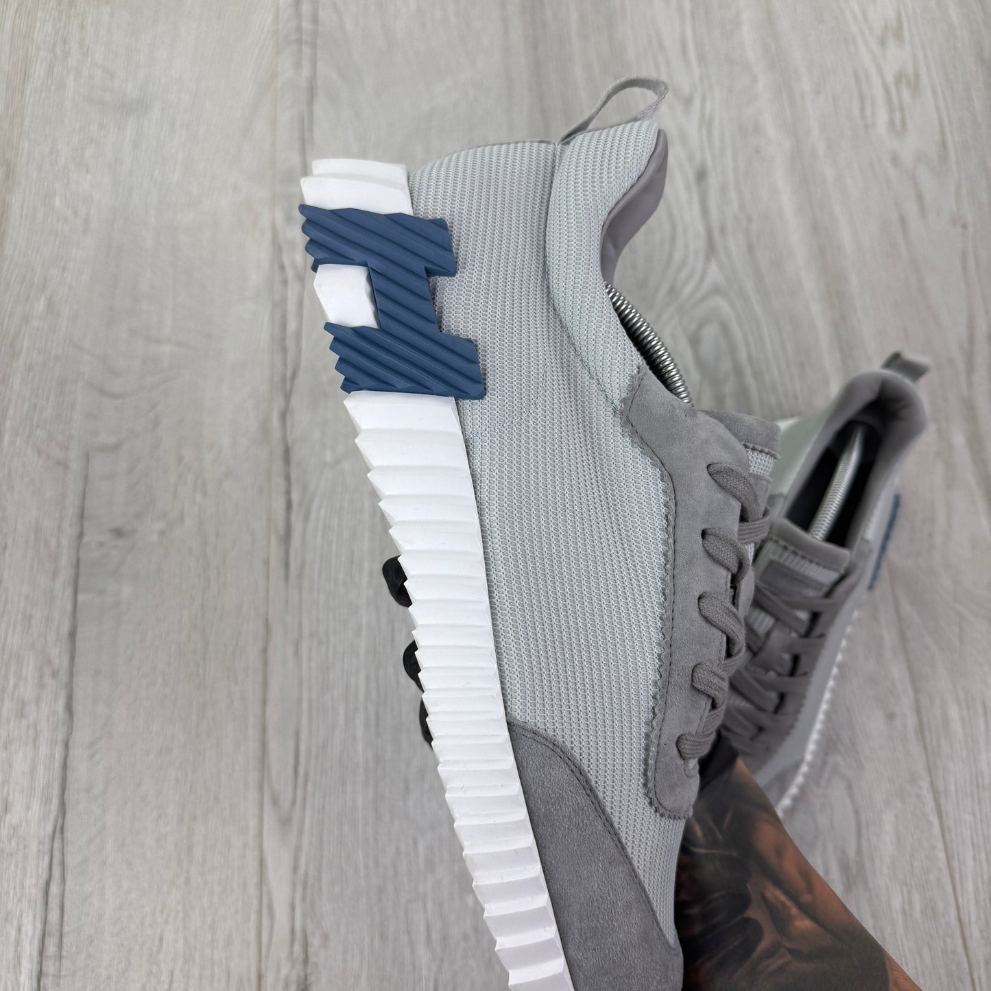 Hermes Men’s Grey Suede Bouncing Sneakers - Uk 11