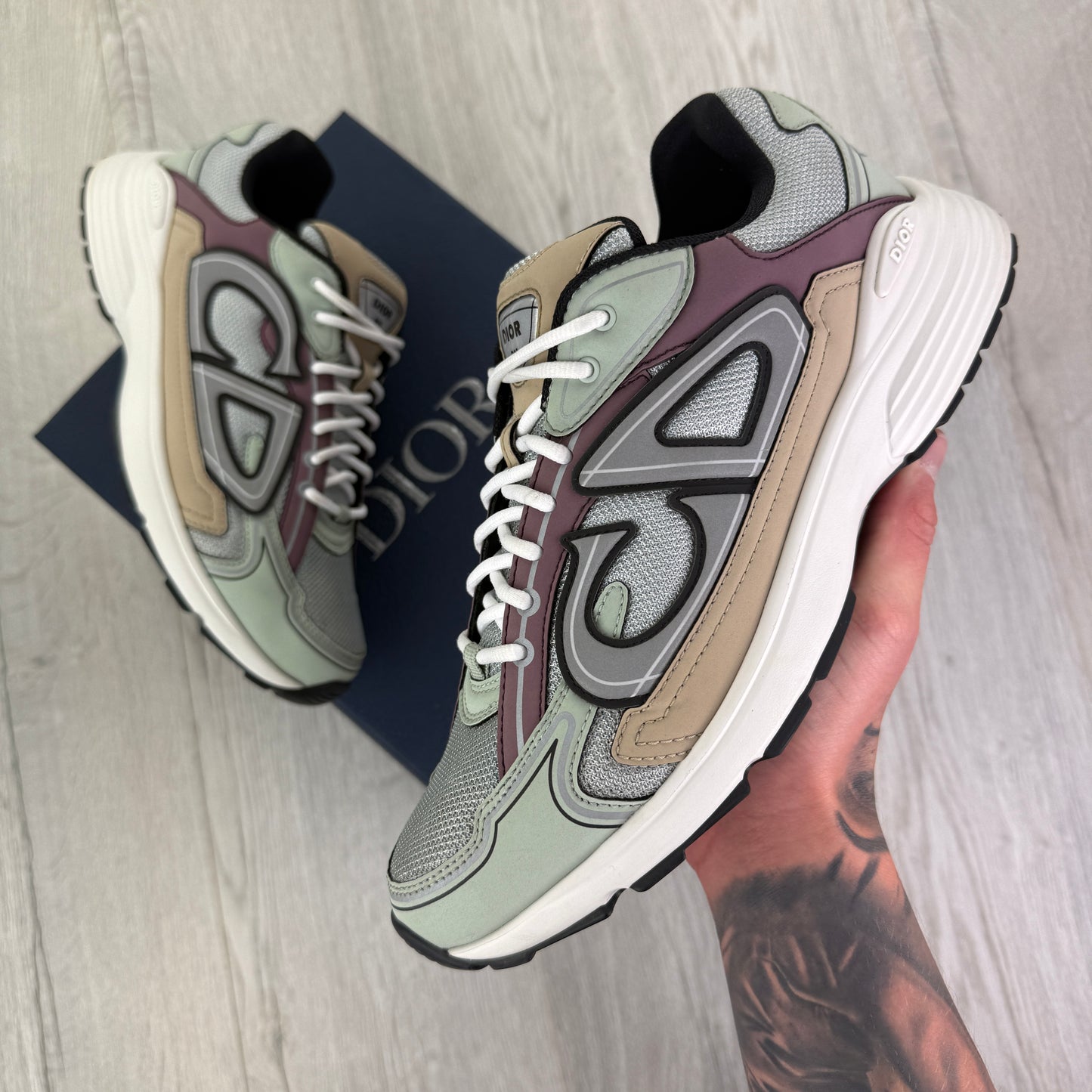 Dior B30 Men’s Lavender Grey Beige Trainers - 43 (Fit Uk 9)