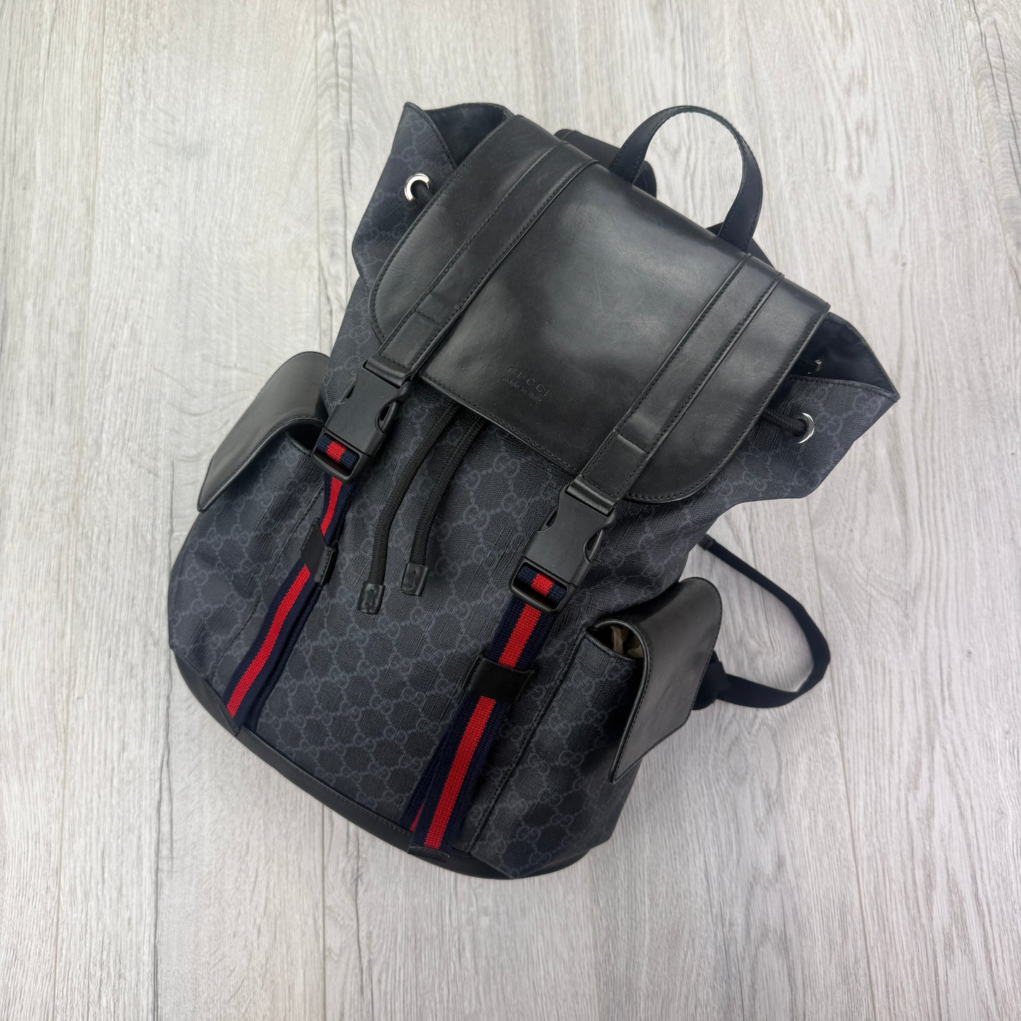 Gucci Black GG Supreme Canvas Sherry Line Backpack
