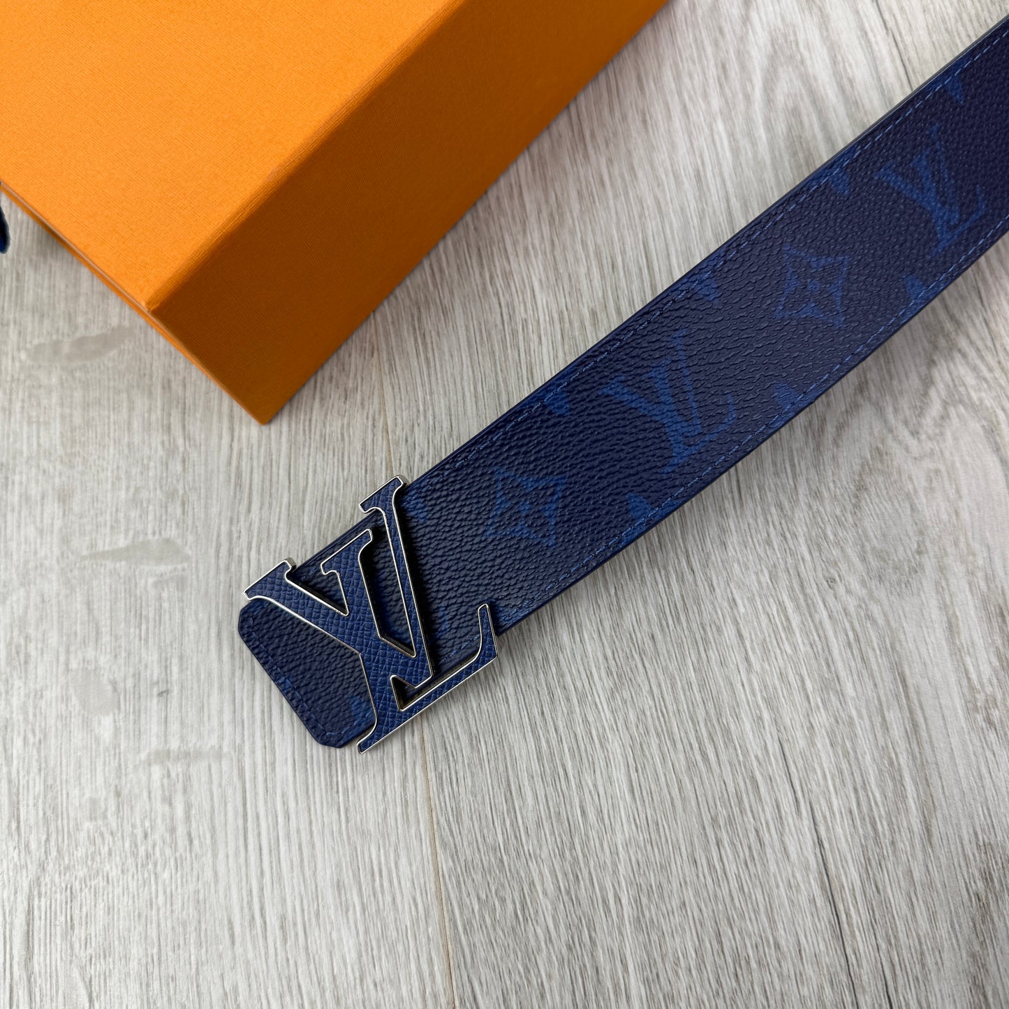 Louis Vuitton 40mm Blue Monogram Reversible Belt - 85 (Uk 28-32)