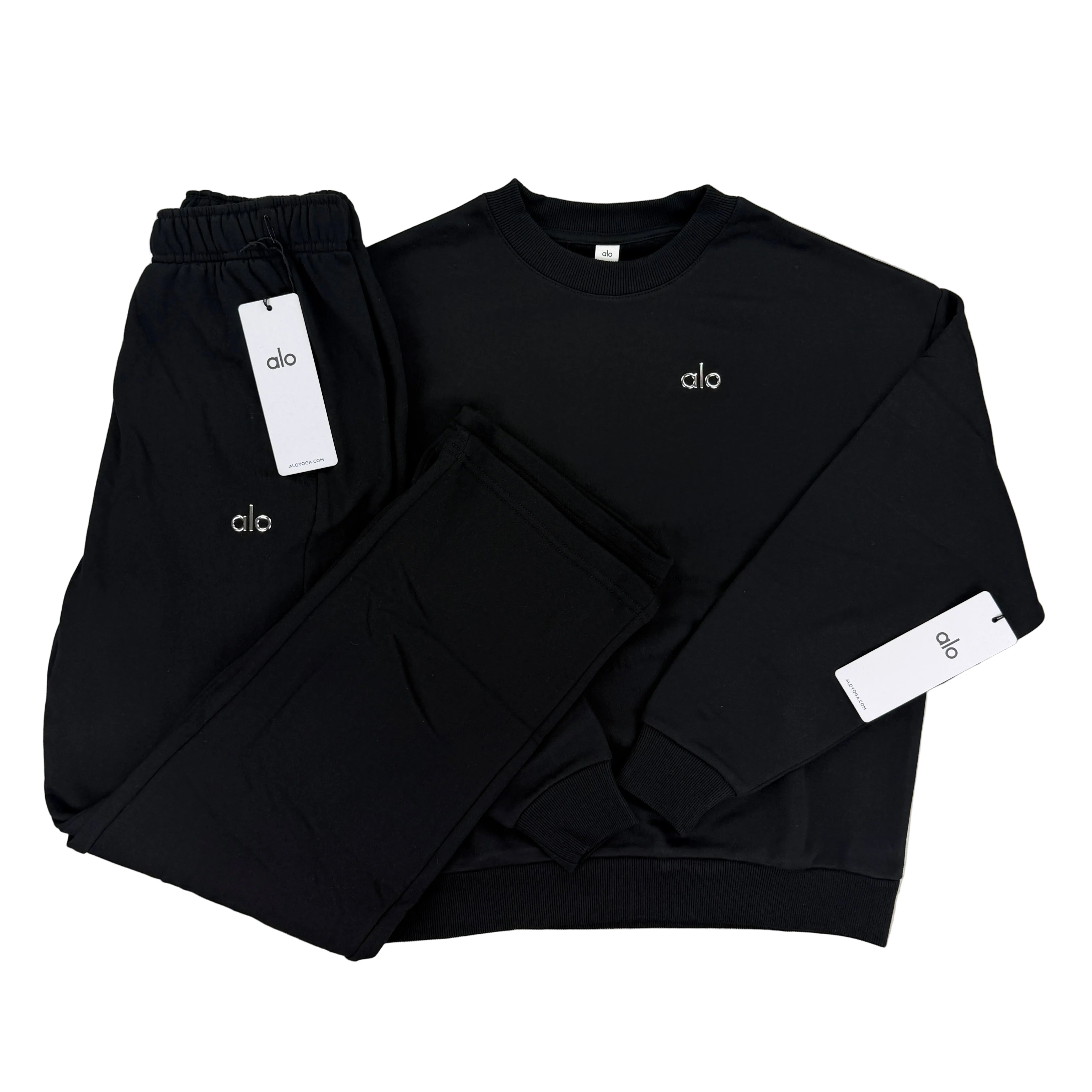 新品タグ付き alo ブラック スエット M Alo Men's Black Full Tracksuit – Trickey.store