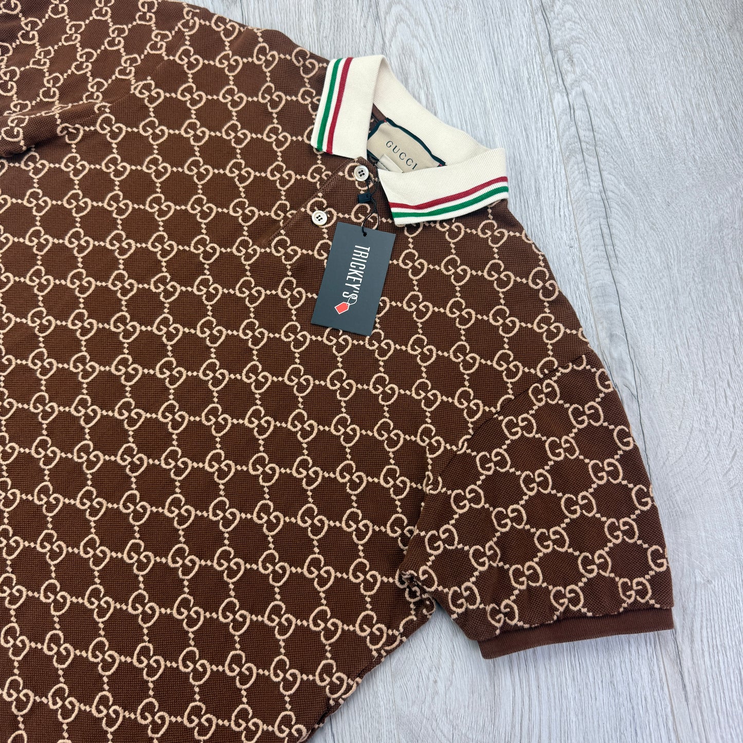 Gucci Men’s Brown GG Interlocking Polo Shirt - Medium