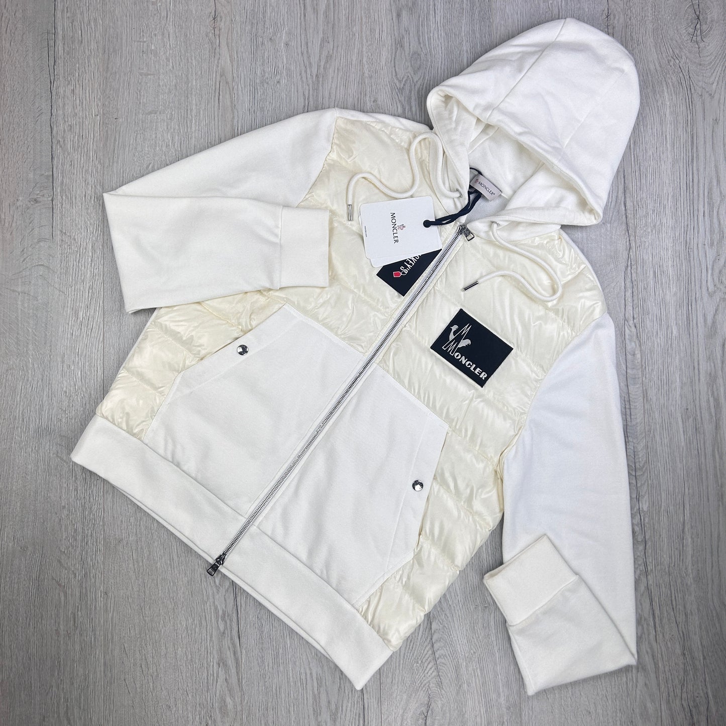 Moncler Men’s Zip-up White Padded Modella Maglia Cardigan - XXL