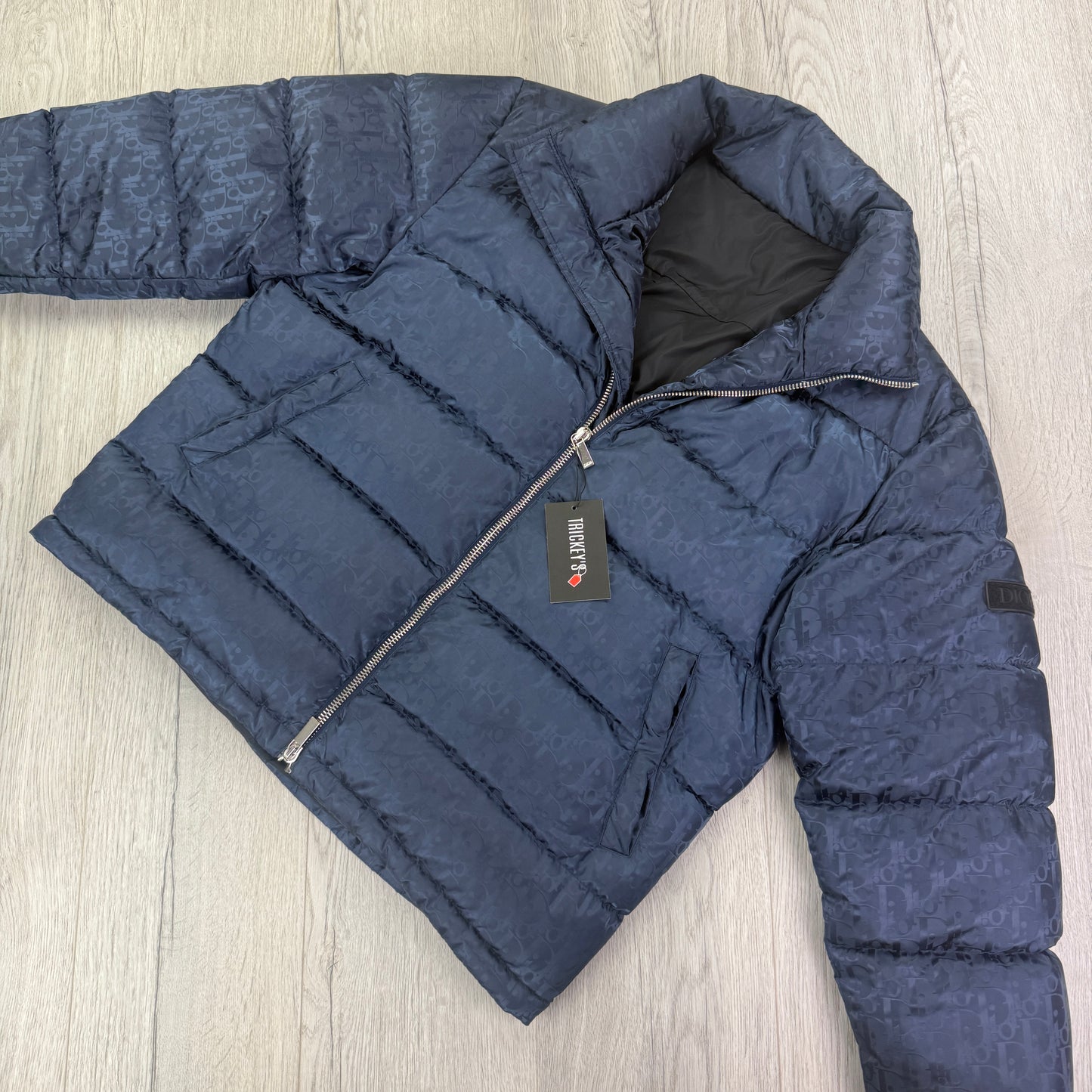 Dior Men’s Navy Oblique Zip-up Down Jacket - 50 (Large)