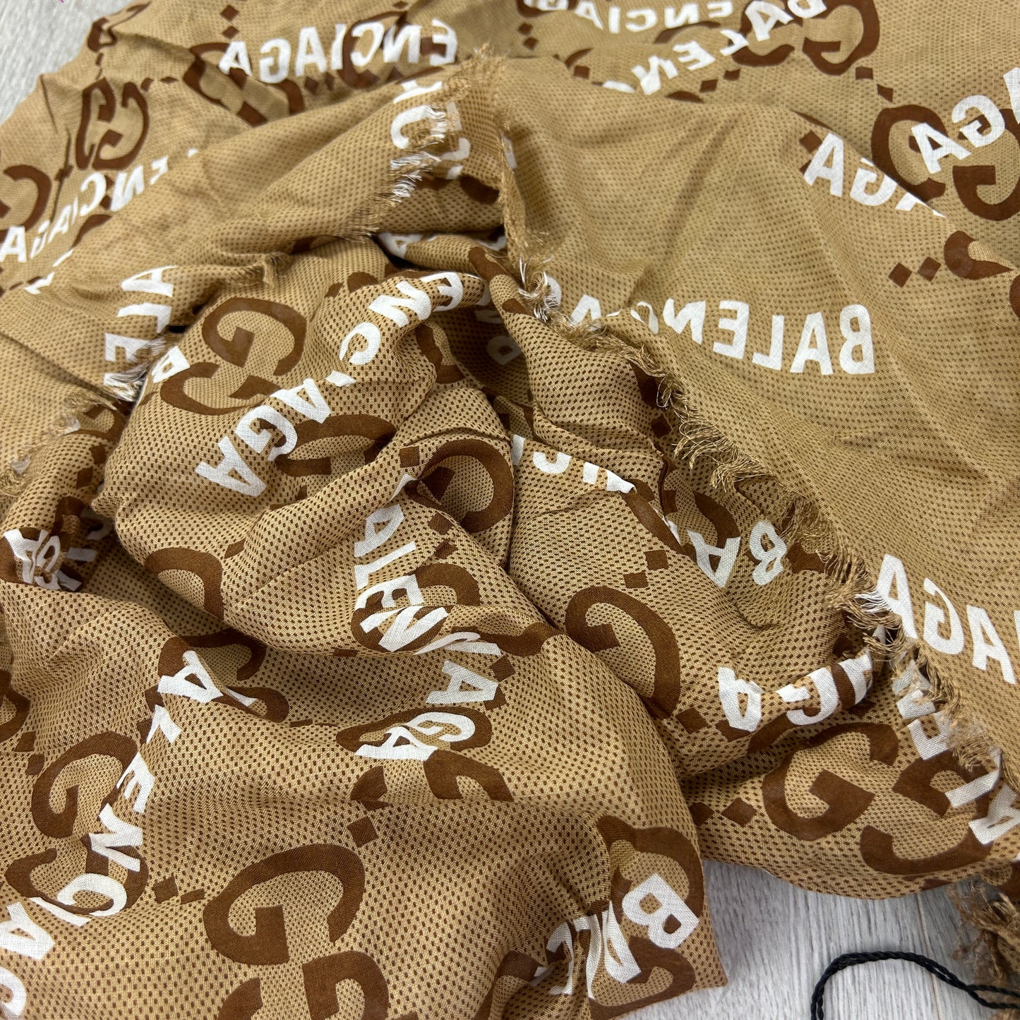 Gucci x Balenciaga Beige The Hacker Proiect Maxi GG Print Silk Shawl