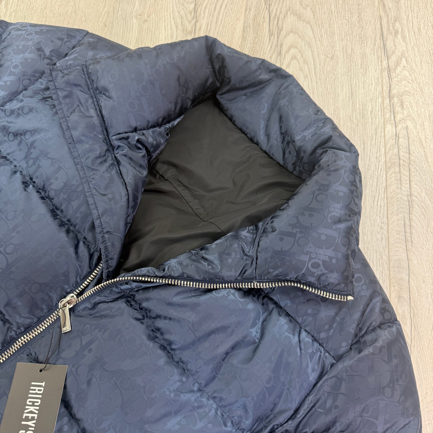 Dior Men’s Navy Oblique Zip-up Down Jacket - 50 (Large)