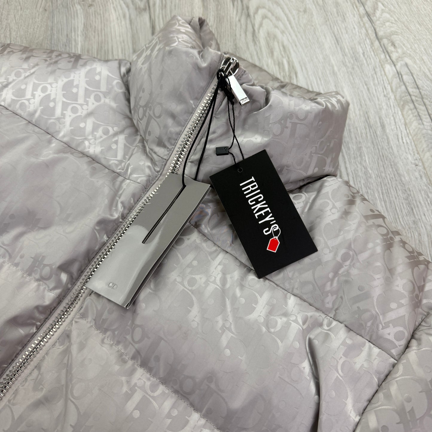 Dior Men’s Silver Oblique Zip-up Down Jacket - 46