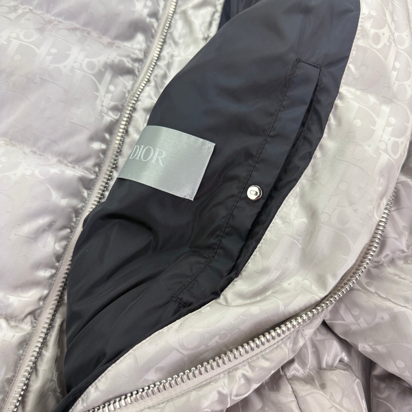 Dior Men’s Silver Oblique Zip-up Down Jacket - 46