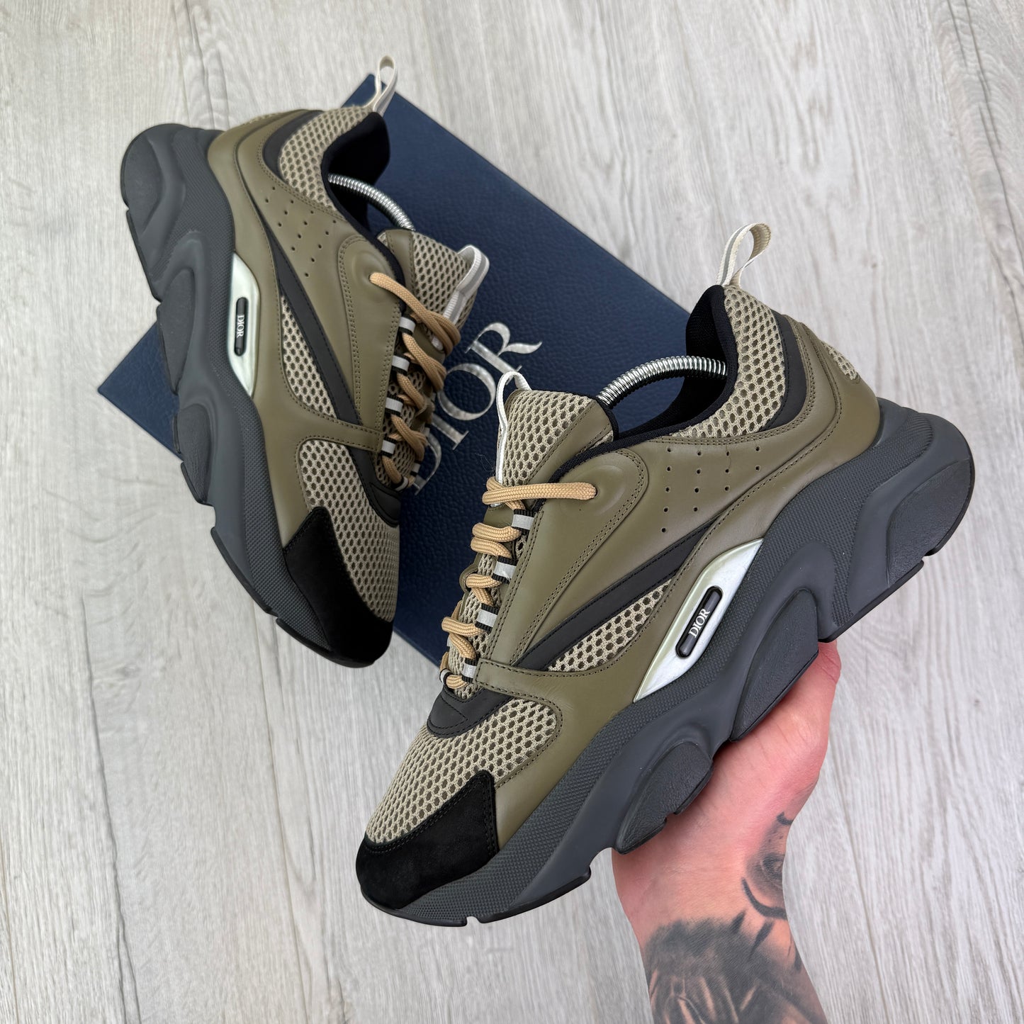 Dior B22 Men’s Khaki Grey Runners - 42 (Uk 7.5)