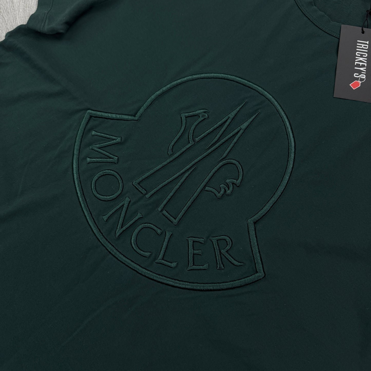 Moncler Men’s Green Front Embroidered Logo T-shirt - Large Slim
