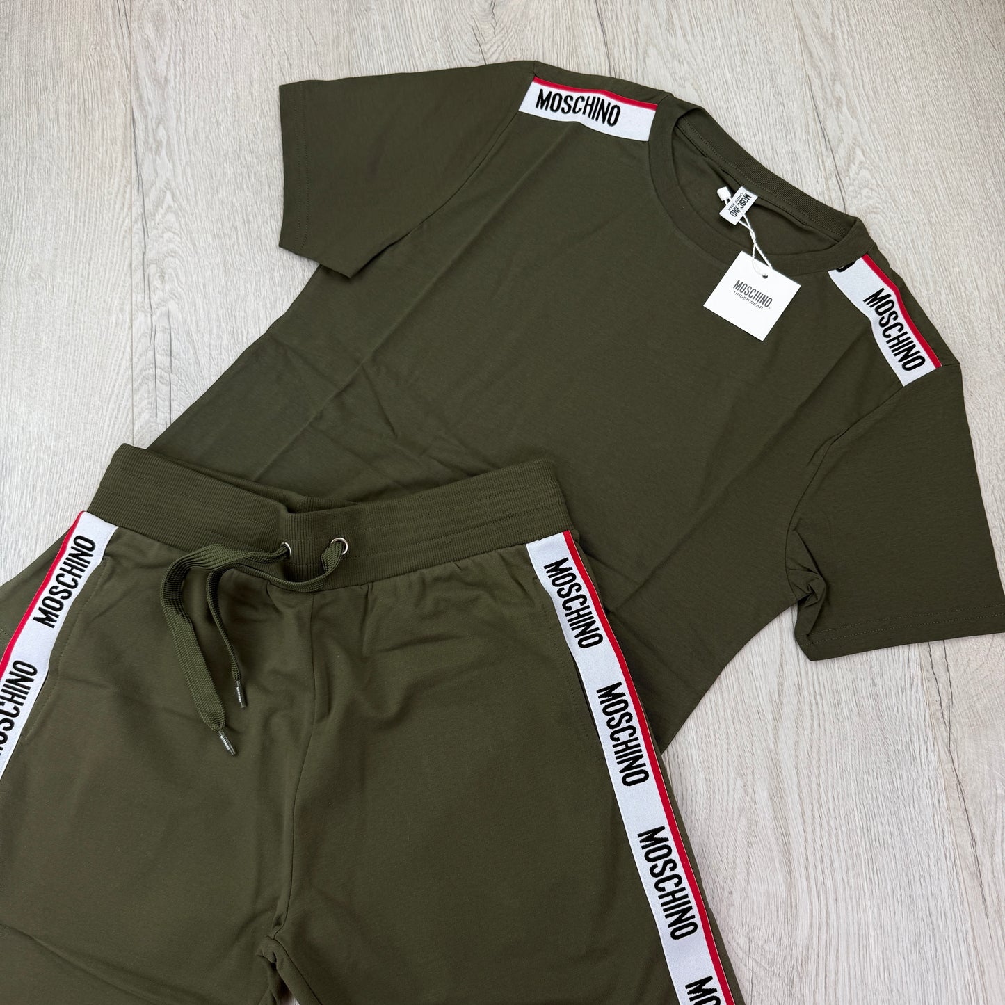 Moschino Men’s Khaki Green T-shirt & Short Set