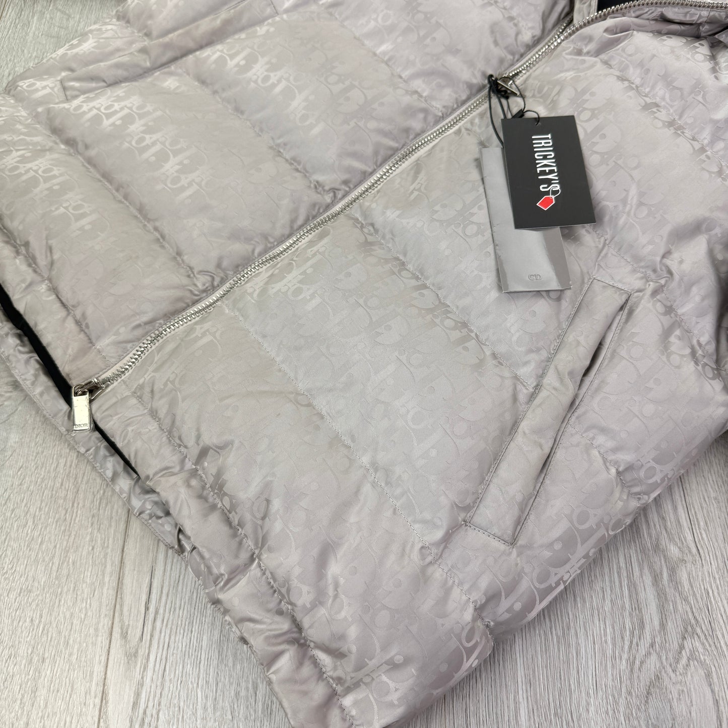 Dior Men’s Silver Oblique Zip-up Down Jacket - 46