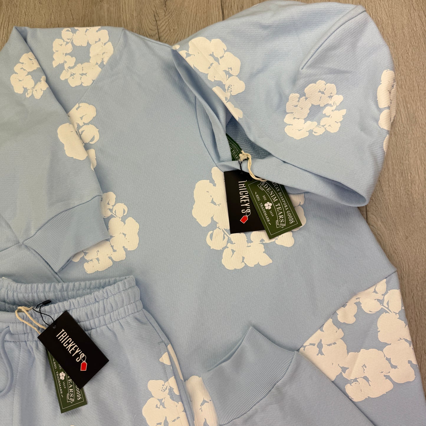 Denim Tears Men’s Baby Blue Shorts & Hoodie Set