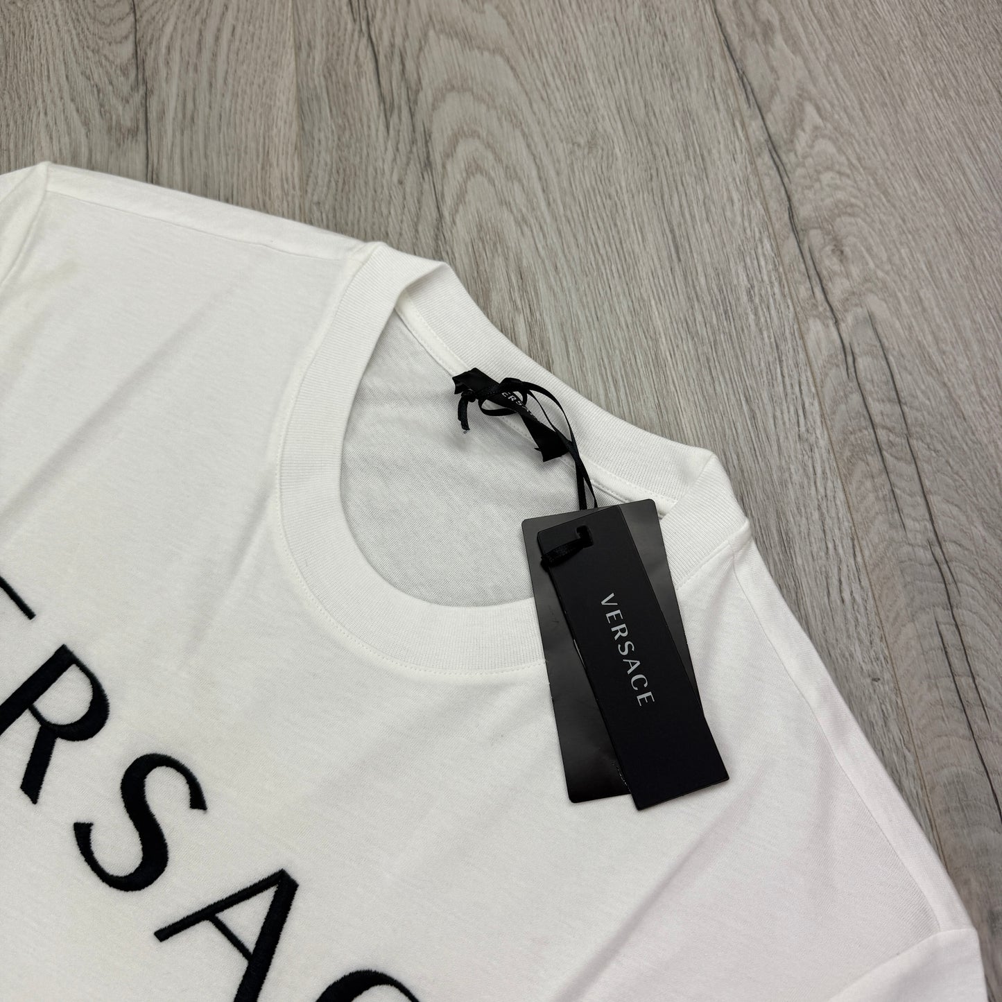 Versace Men’s White T-shirt Embroidered Logo