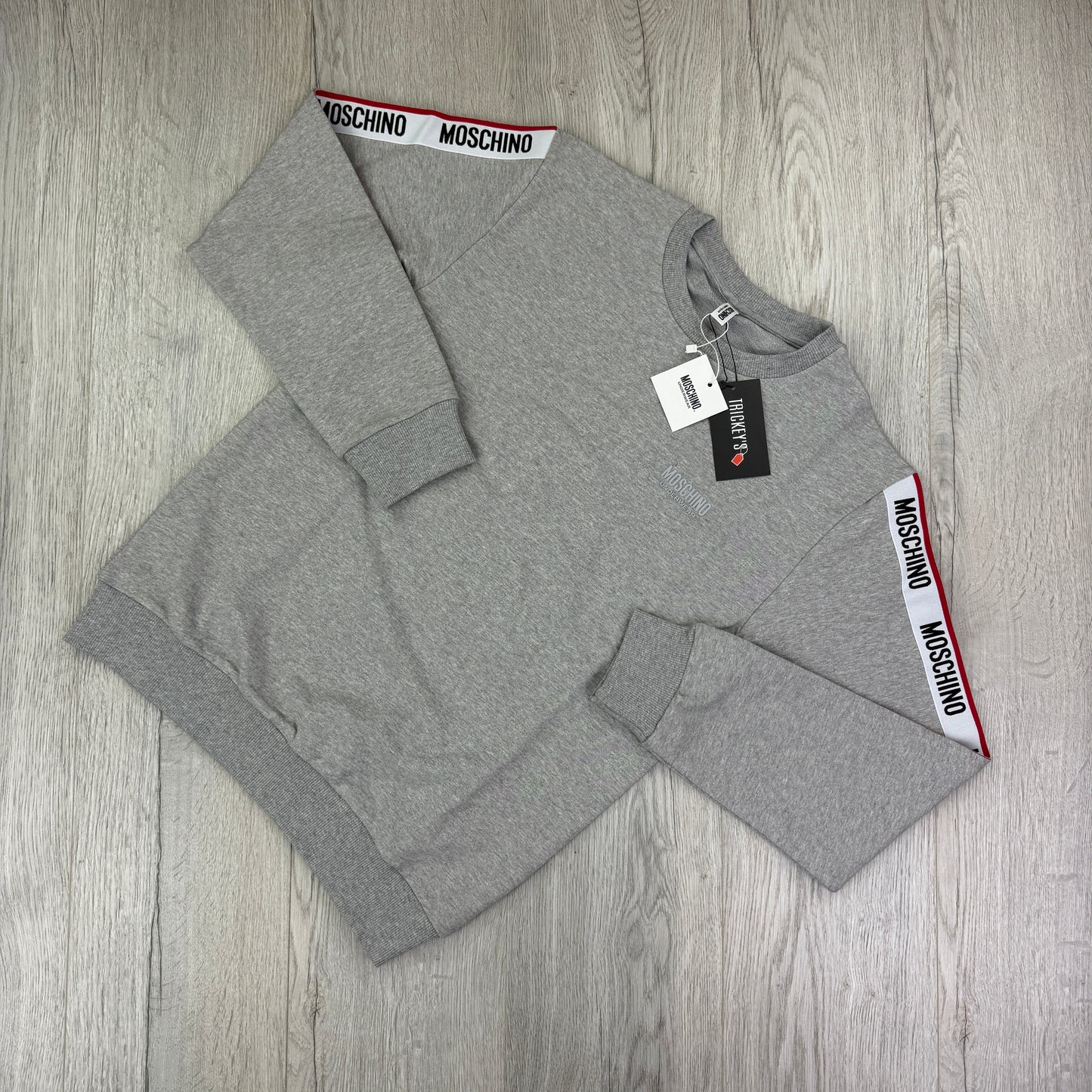 Moschino men’s grey crewneck jumper