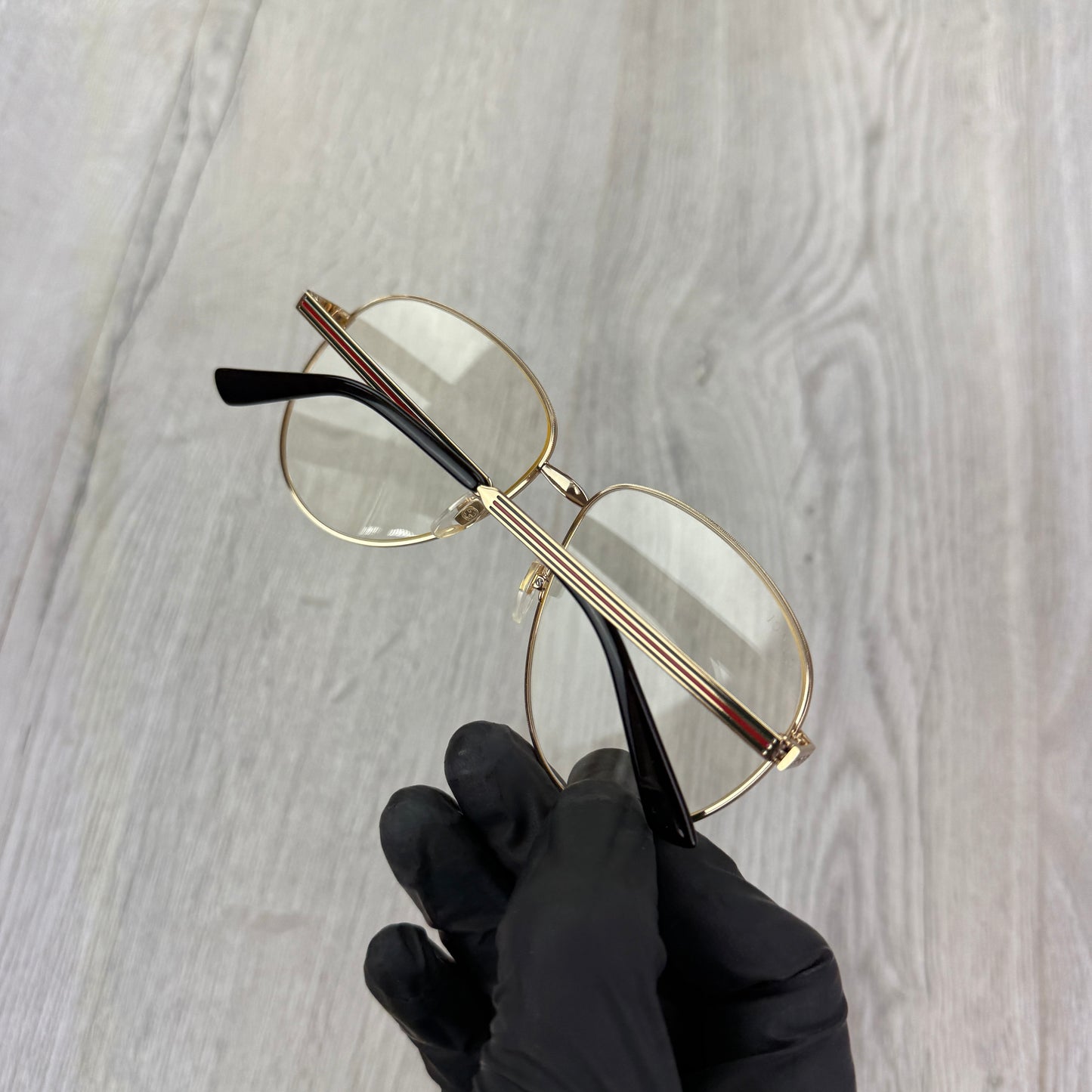 Gucci Men’s Gold Clear Frames