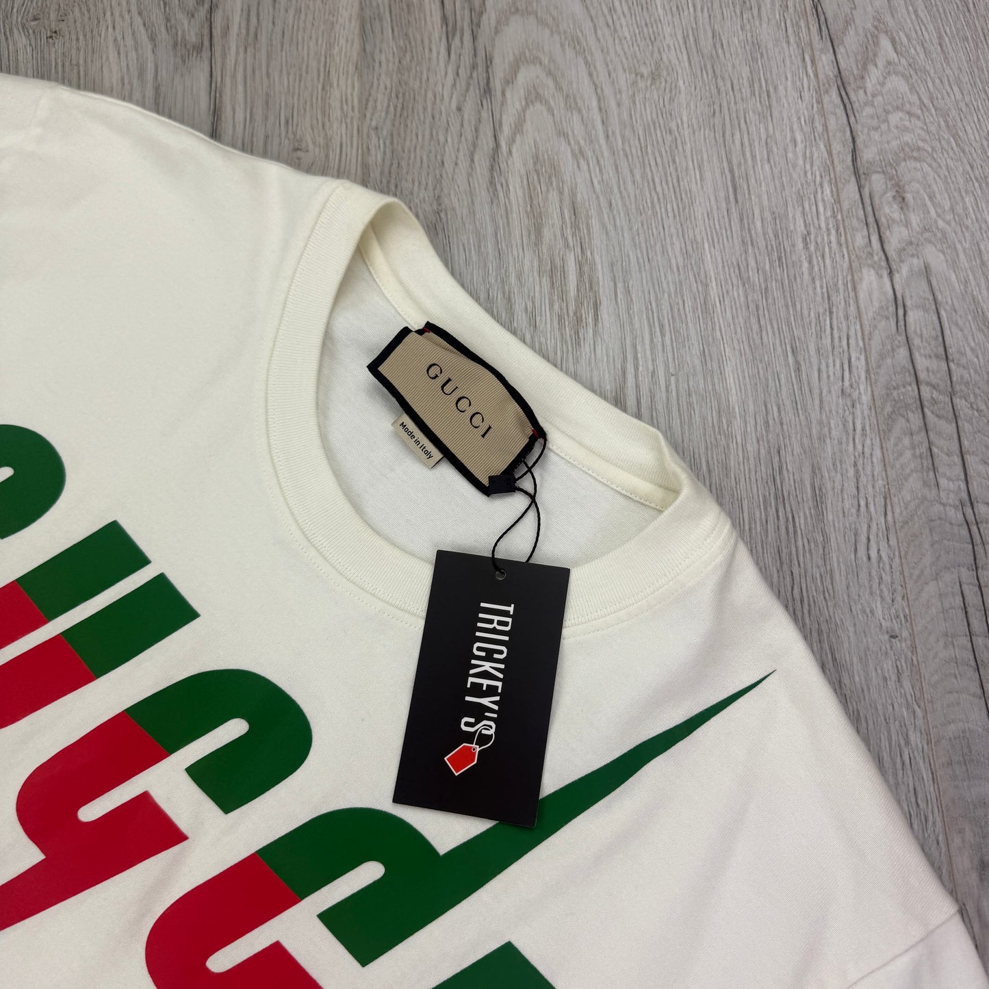 Gucci Men’s Off White Blade Print Logo T-shirt - Small Oversized