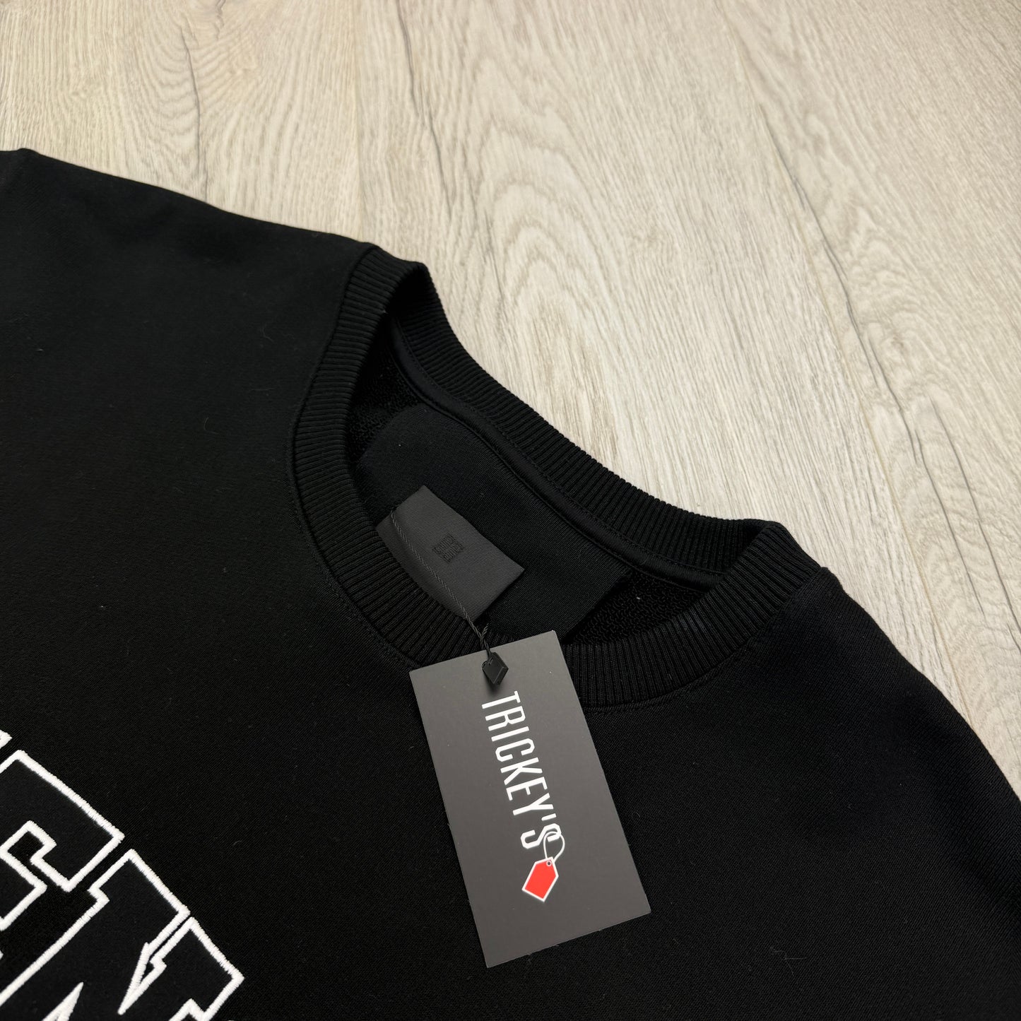 Givenchy Men’s Black Crewneck Jumper Embroidered Logo - XL