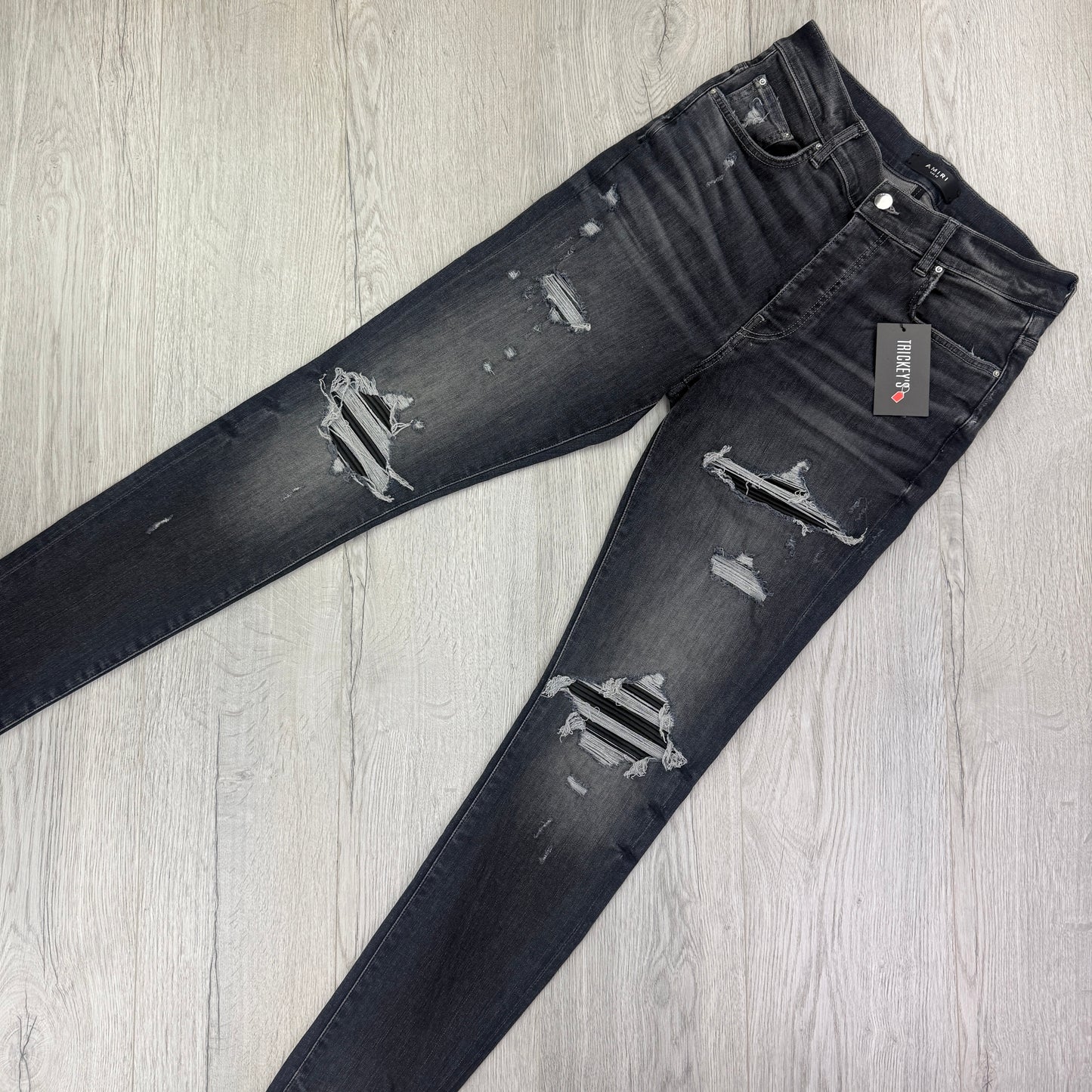 Amiri MX1 Grey Distressed Jeans - Uk 32