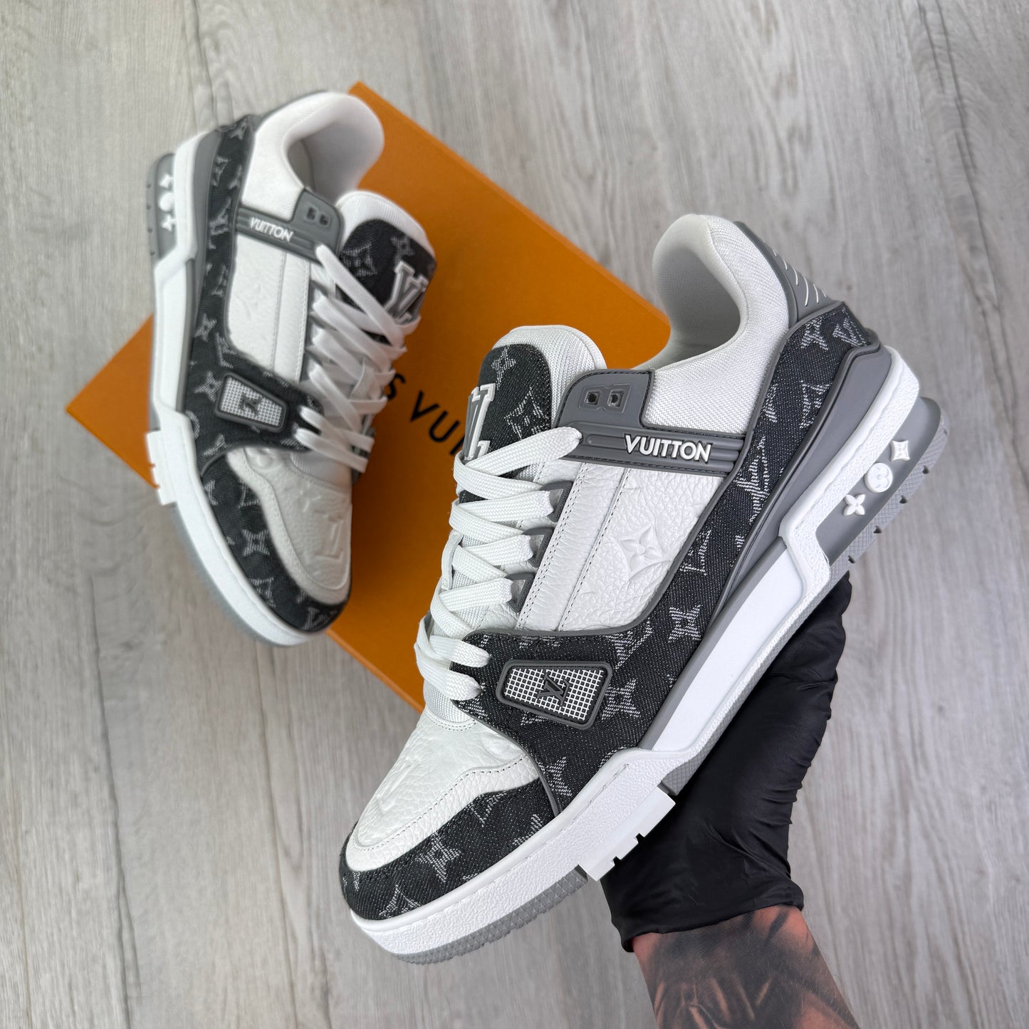 Louis Vuitton Men’s Grey White Sneakers - Uk 9 (Fit 10)