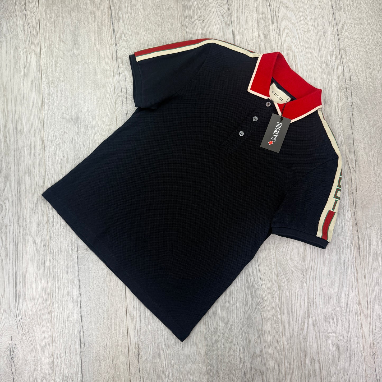 Gucci Men’s Navy Shoulder Logo Polo - Large Slim
