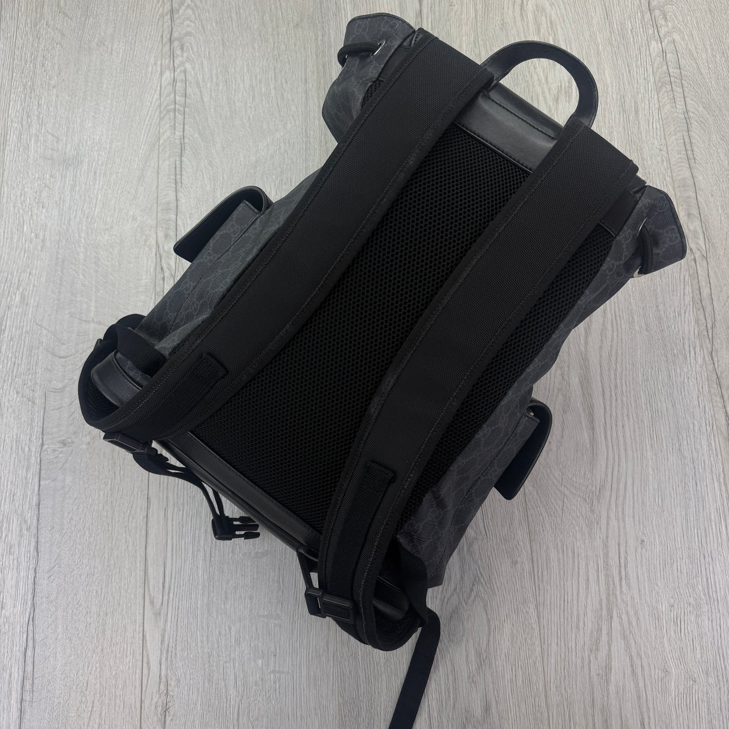 Gucci Black GG Supreme Canvas Sherry Line Backpack