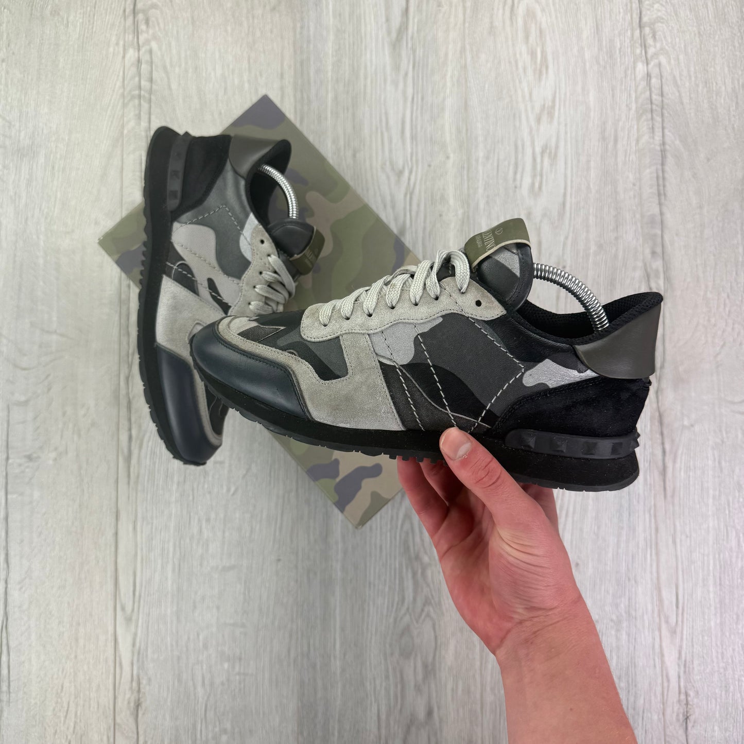 Valentino Men’s Grey & Black Camo Rockrunner - 41 (Uk 7)