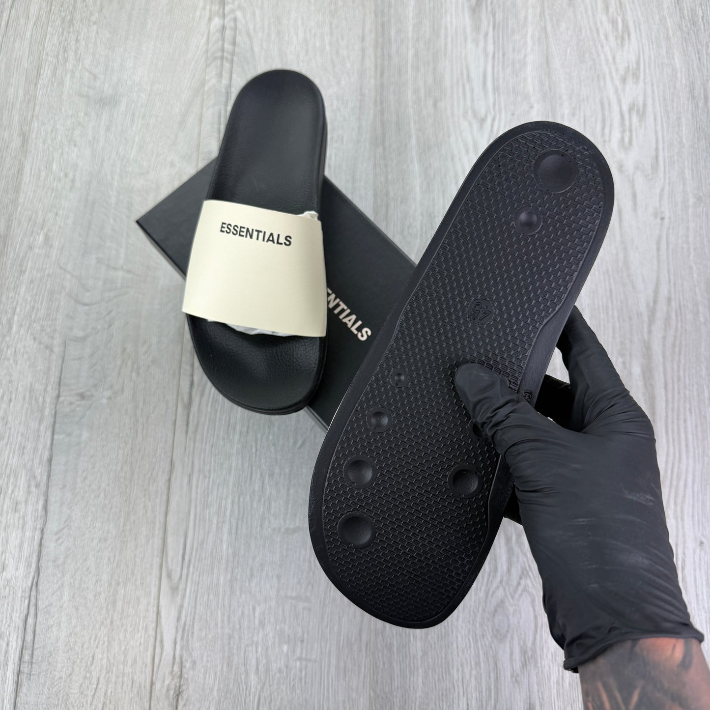 Essentials Men’s Black & Beige Sliders