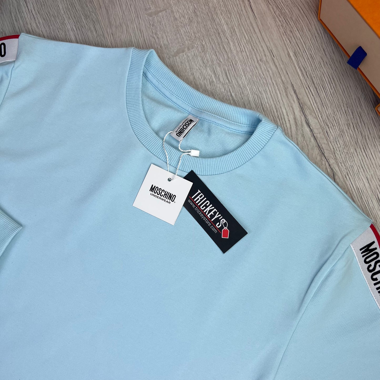 Moschino Men’s Sky Blue Crewneck Jumper - Medium