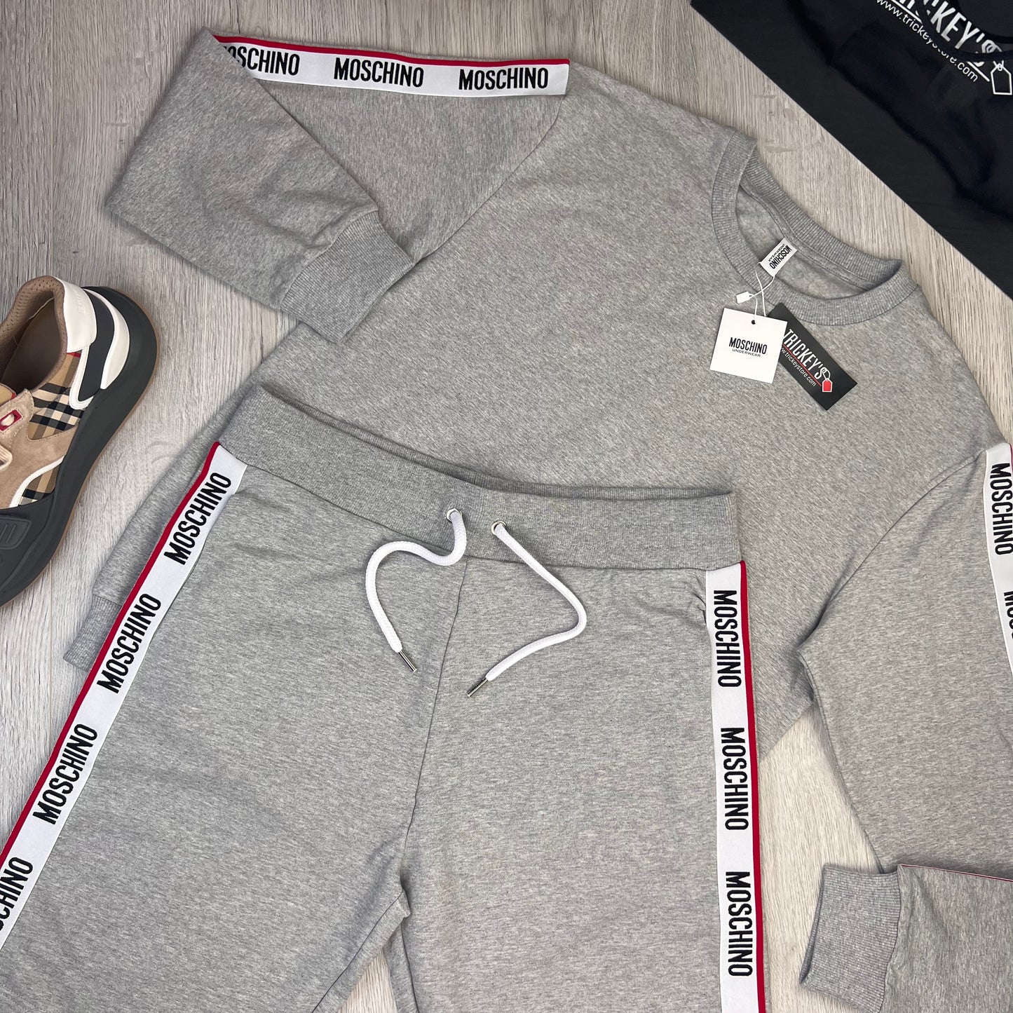 Moschino Men’s Grey Crewneck Jumper & Short Set