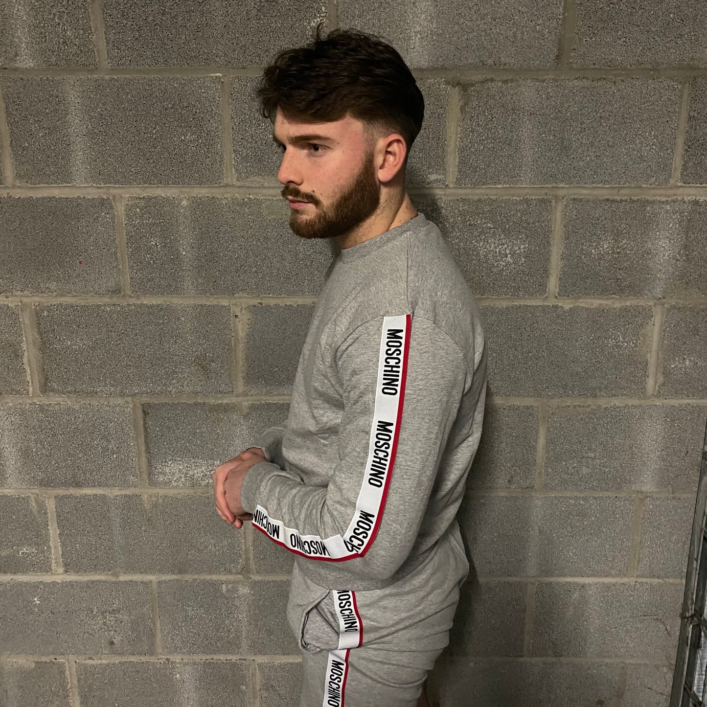 Moschino men’s grey crewneck jumper