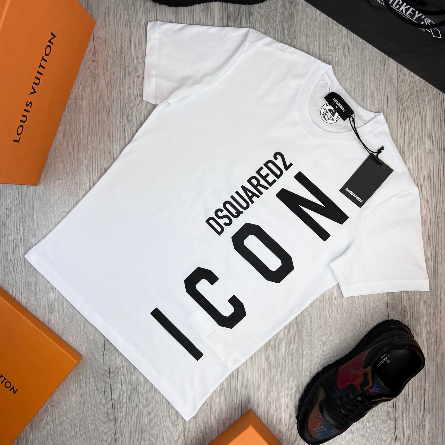Dsquared2 Men’s White ‘ICON’ Logo Short-sleeve T-shirt